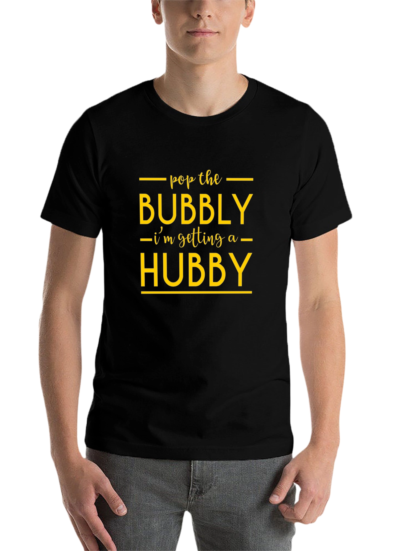 Black Pop the Bubbly Hubby Graphic Tee - Black Cotton view 7
