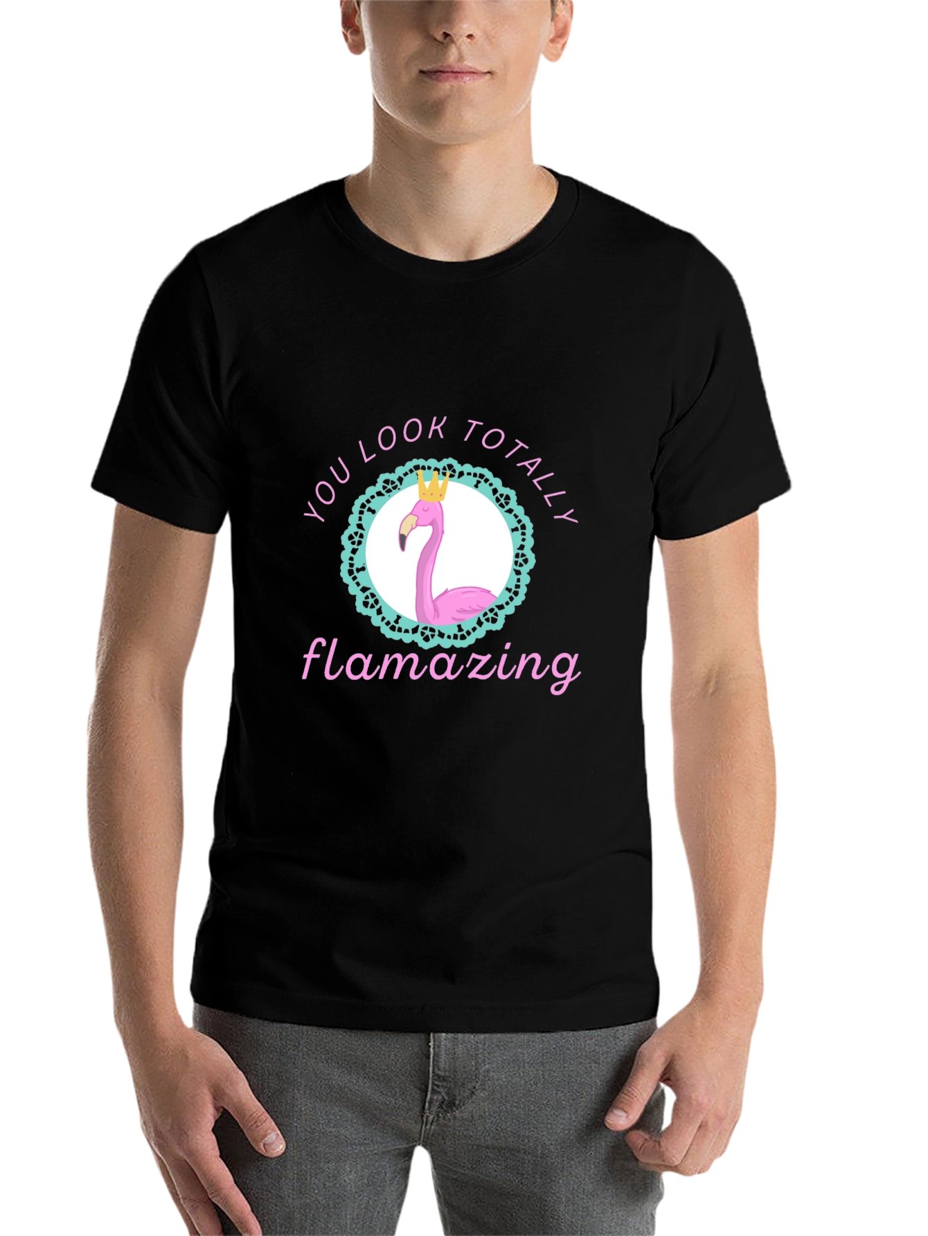 Black Flamazing Flamingo Graphic Tee -  You Look Totally Amazing! view 7