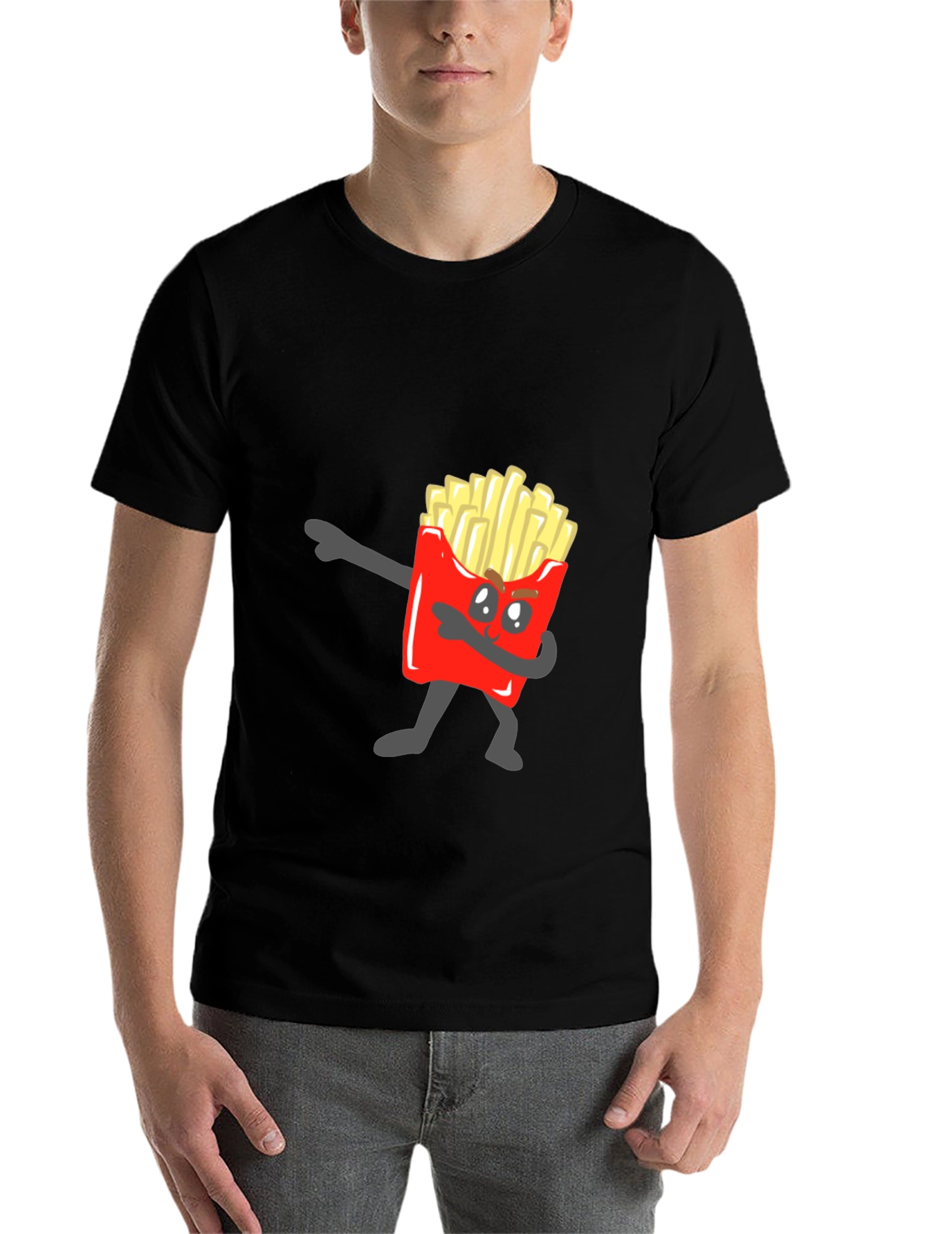 Black Funny French Fry Dab T-Shirt - Unique Design view 7