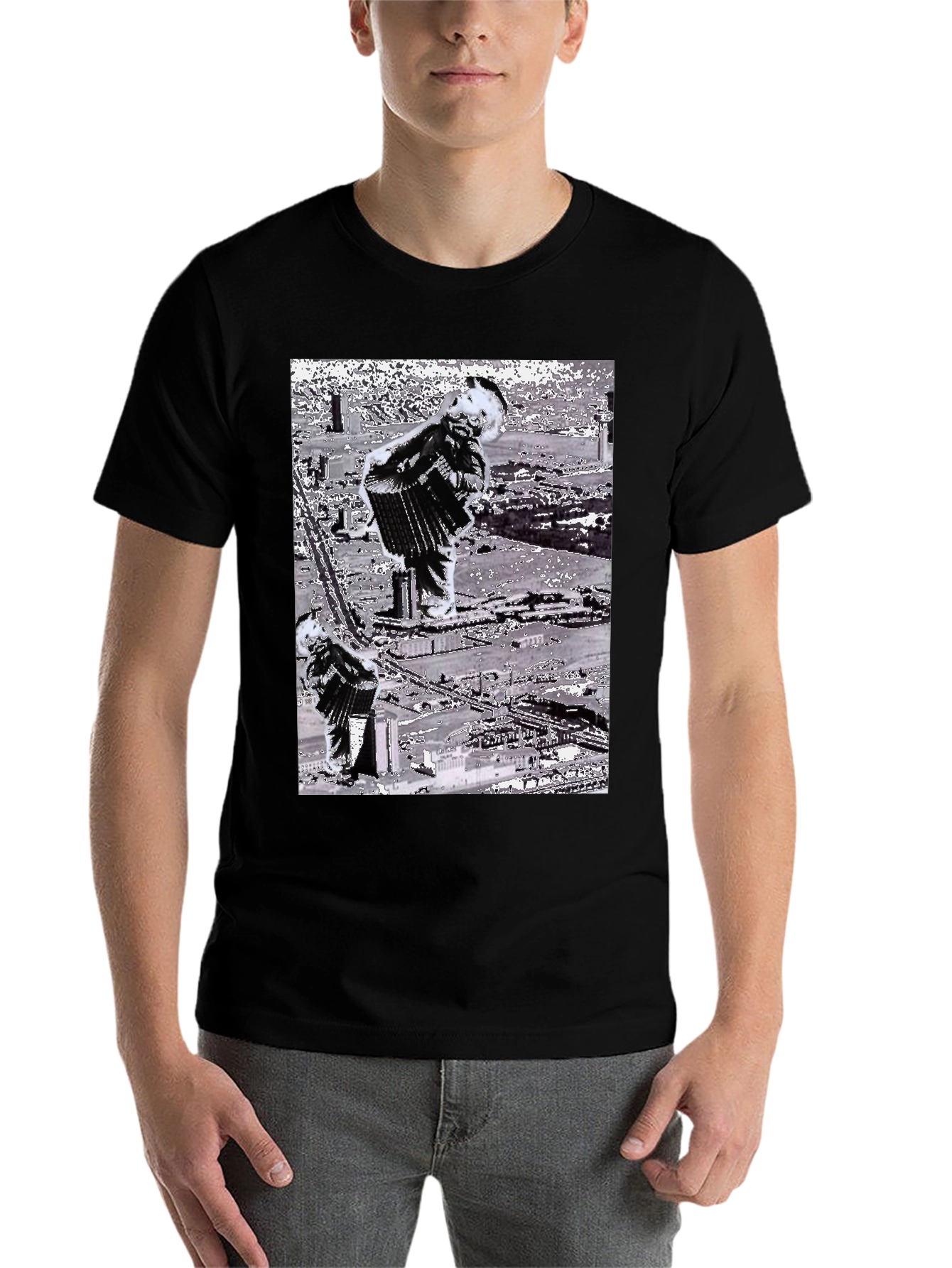 Black Accordion Player Graphic T-Shirt view 7