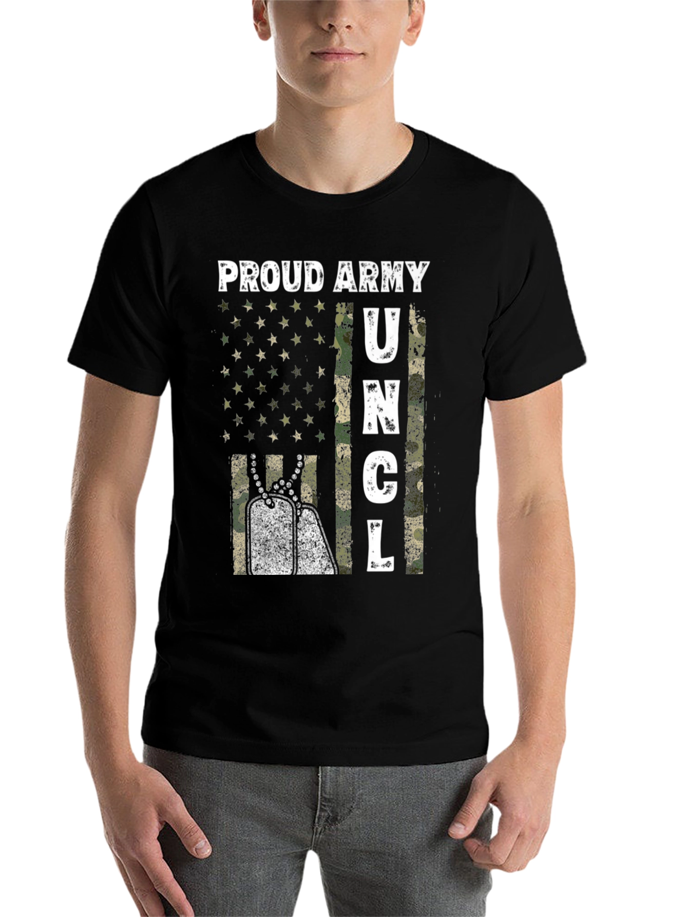 Black Proud Army Uncle Graphic T-Shirt view 7