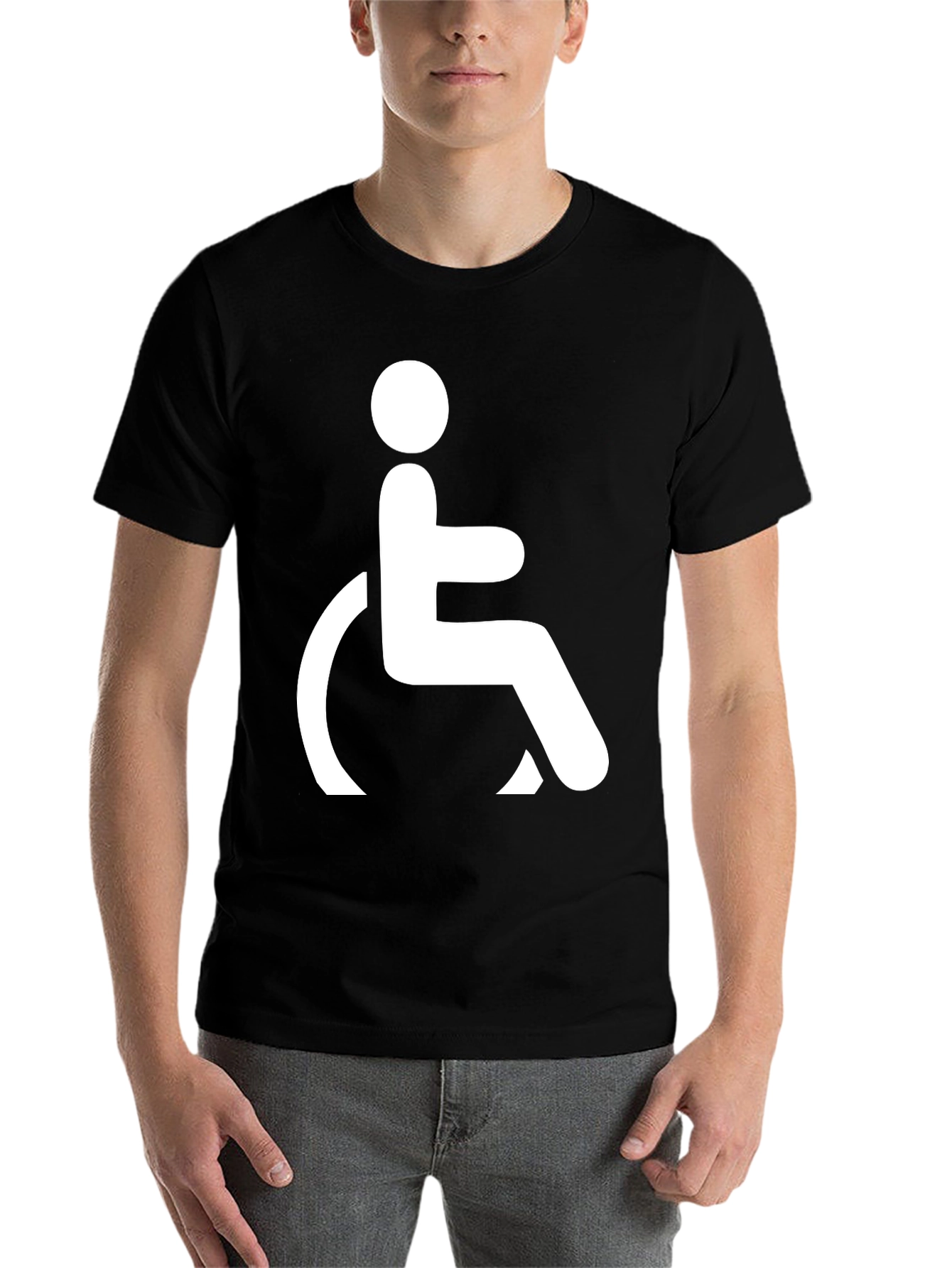 Black Black T-Shirt with Wheelchair Symbol view 7