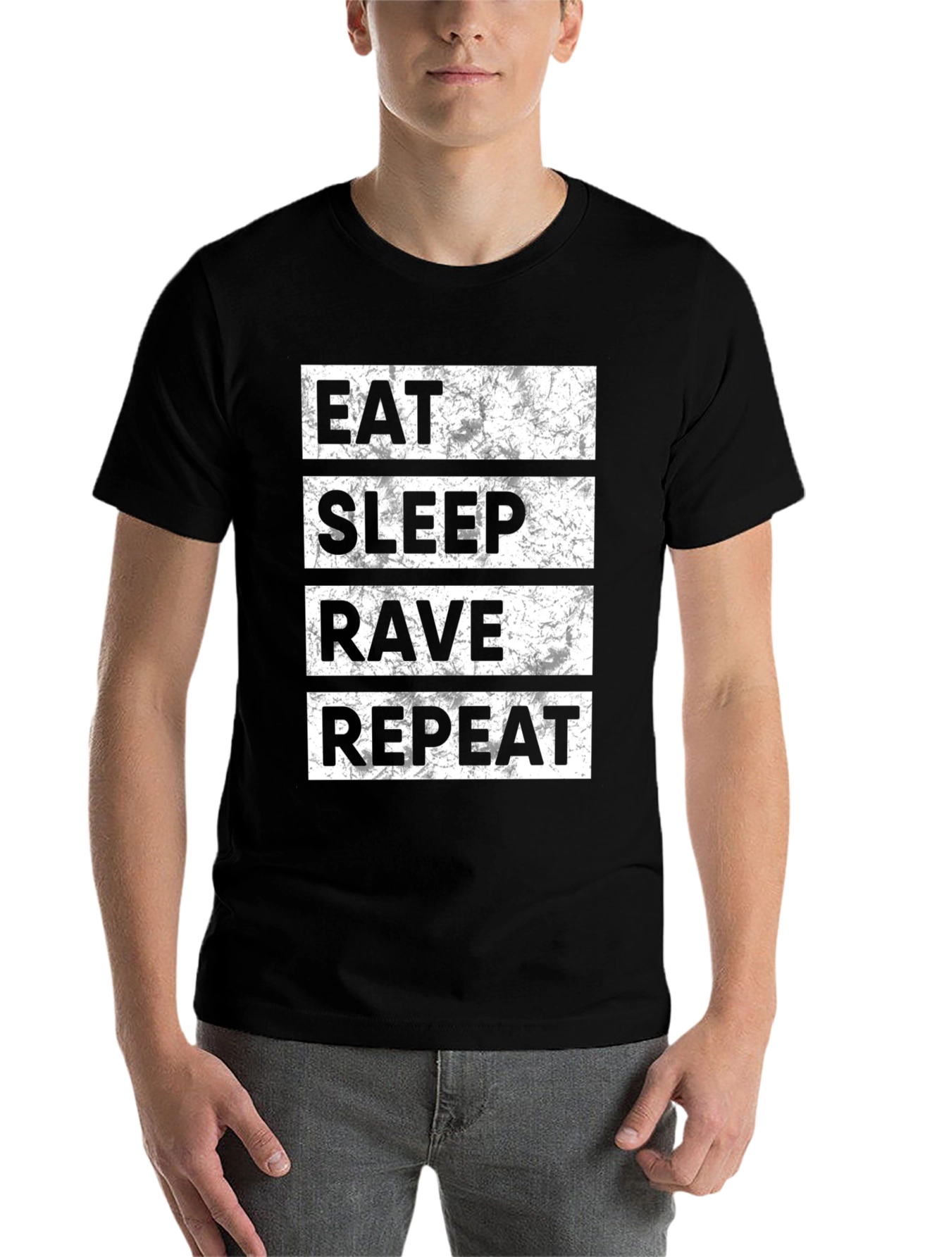 Black Eat Sleep Rave Repeat Black T-Shirt view 7