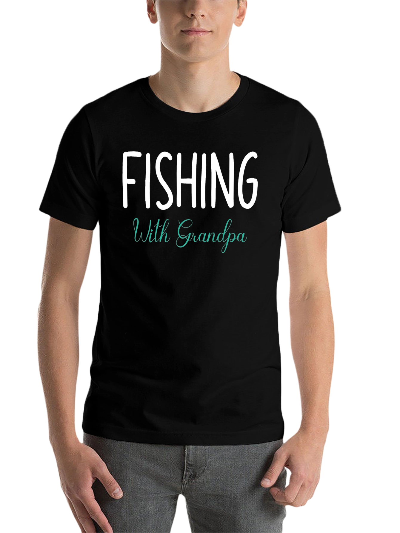 Black Fishing With Grandpa Graphic Tee - Black Cotton view 7