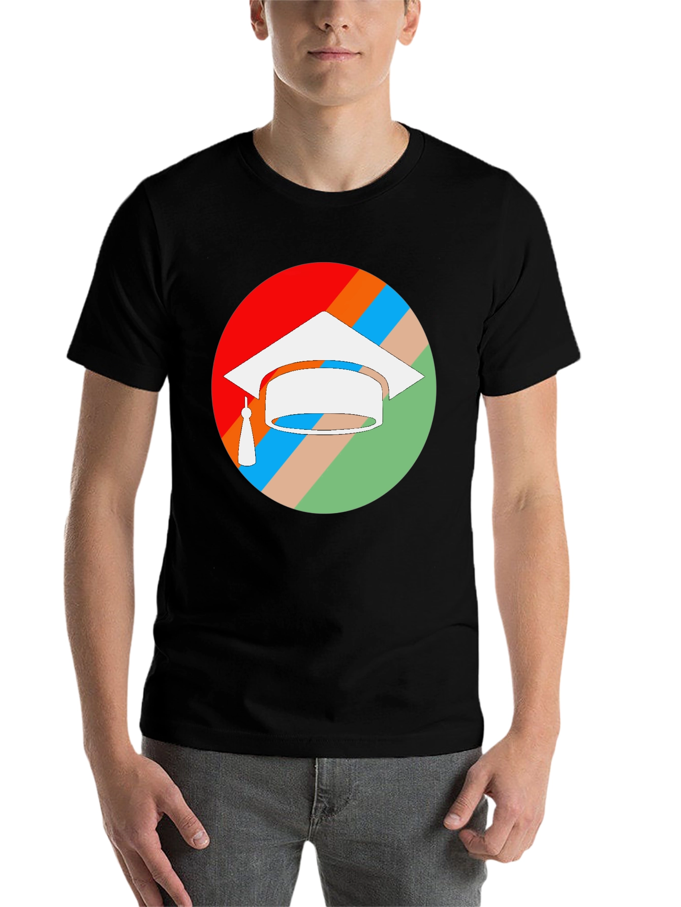 Black Graduation Cap T-Shirt - Colorful Celebration view 7