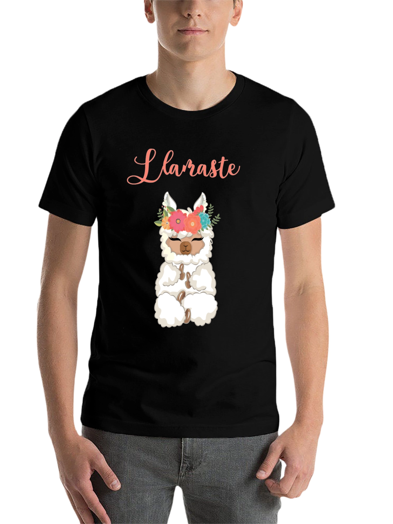 Black Llaraste Llama T-Shirt - Funny Cute Yoga Alpaca Tee view 7