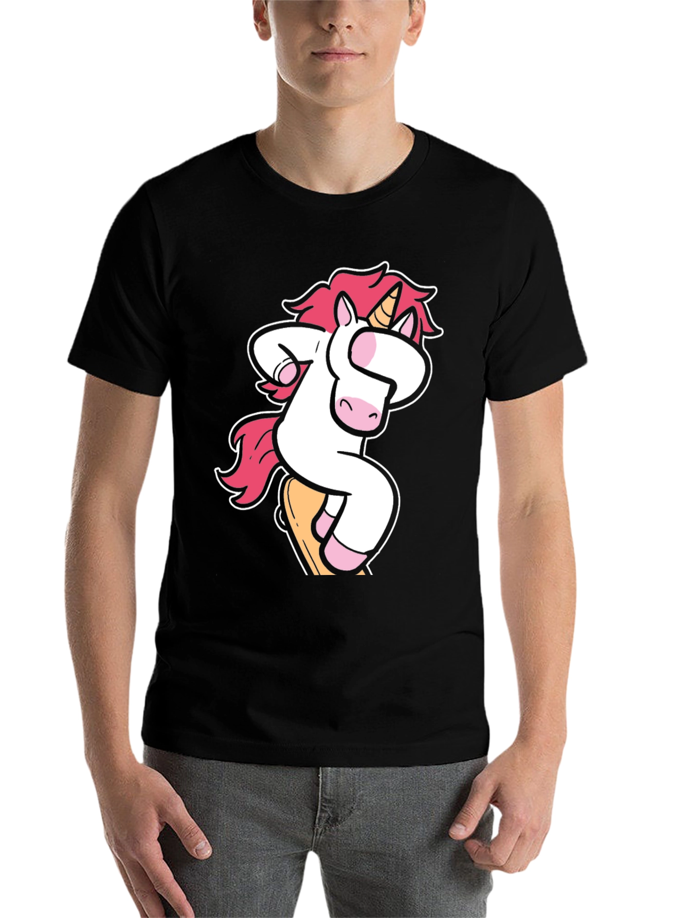 Black Unicorn Skateboarder Graphic T-Shirt view 7