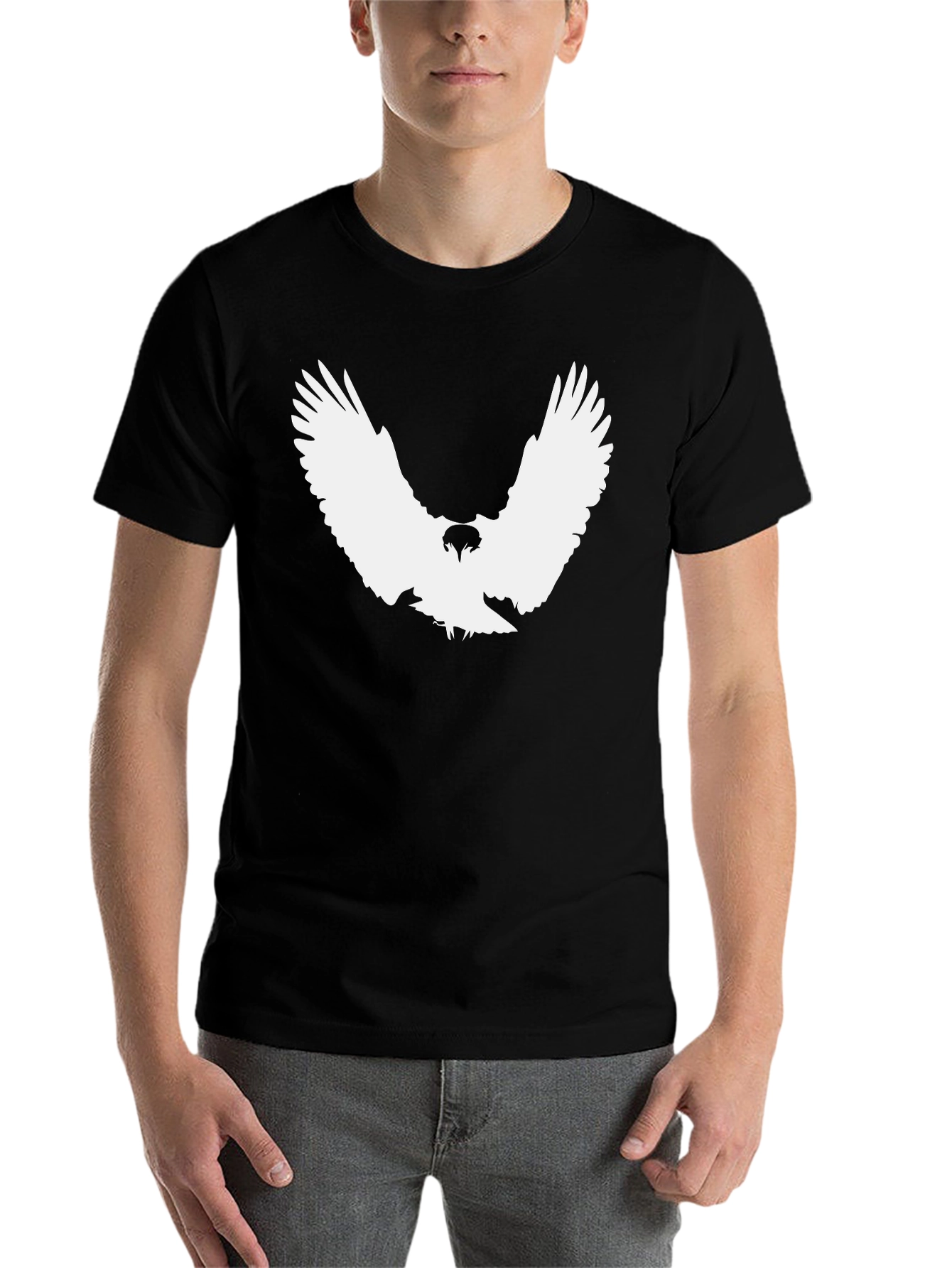 Black Black T-Shirt with White Eagle Graphic view 7