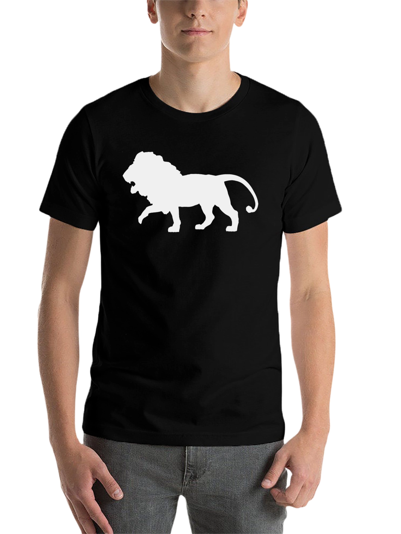 Black Lion Graphic Black T-Shirt, Men's Fashion view 7