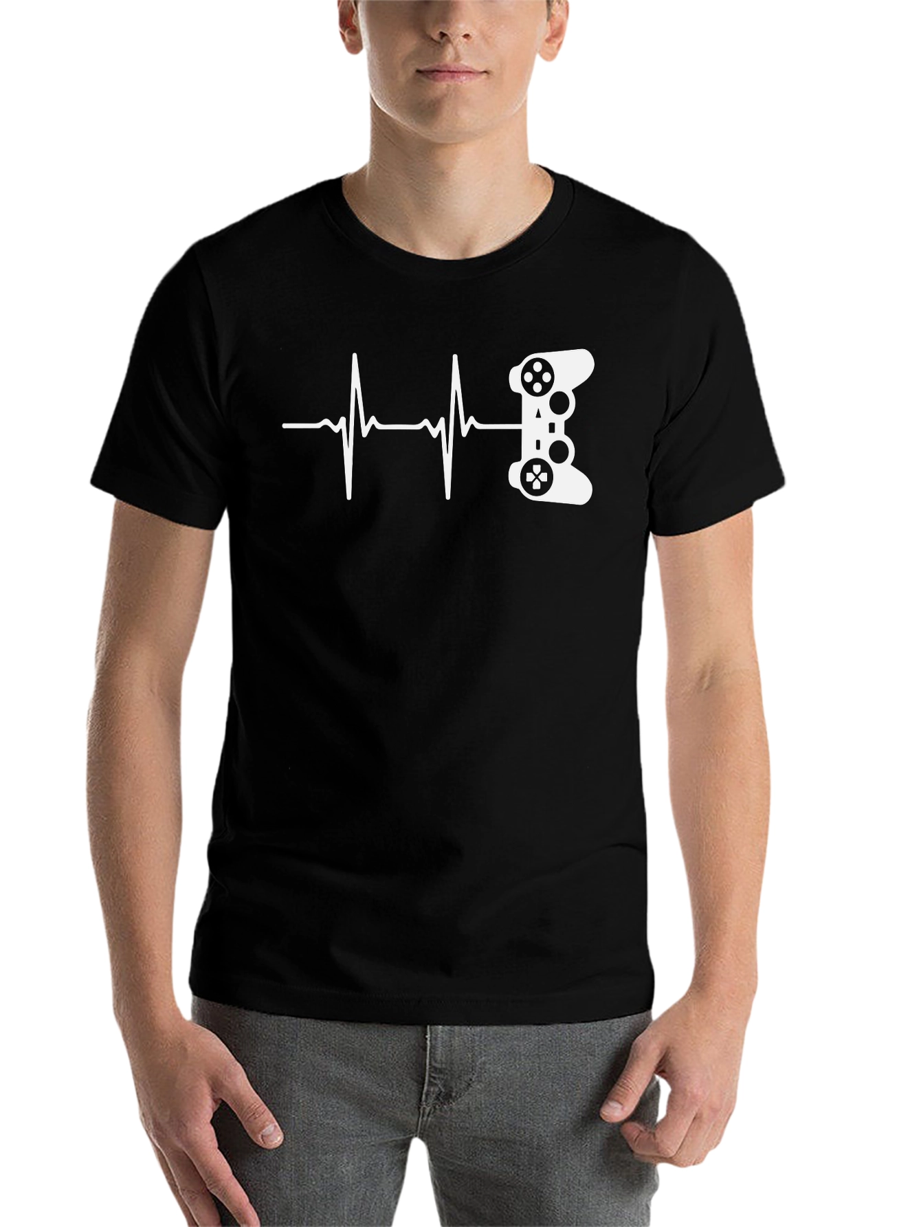 Black Gamer Heartbeat Graphic Tee - Black view 7