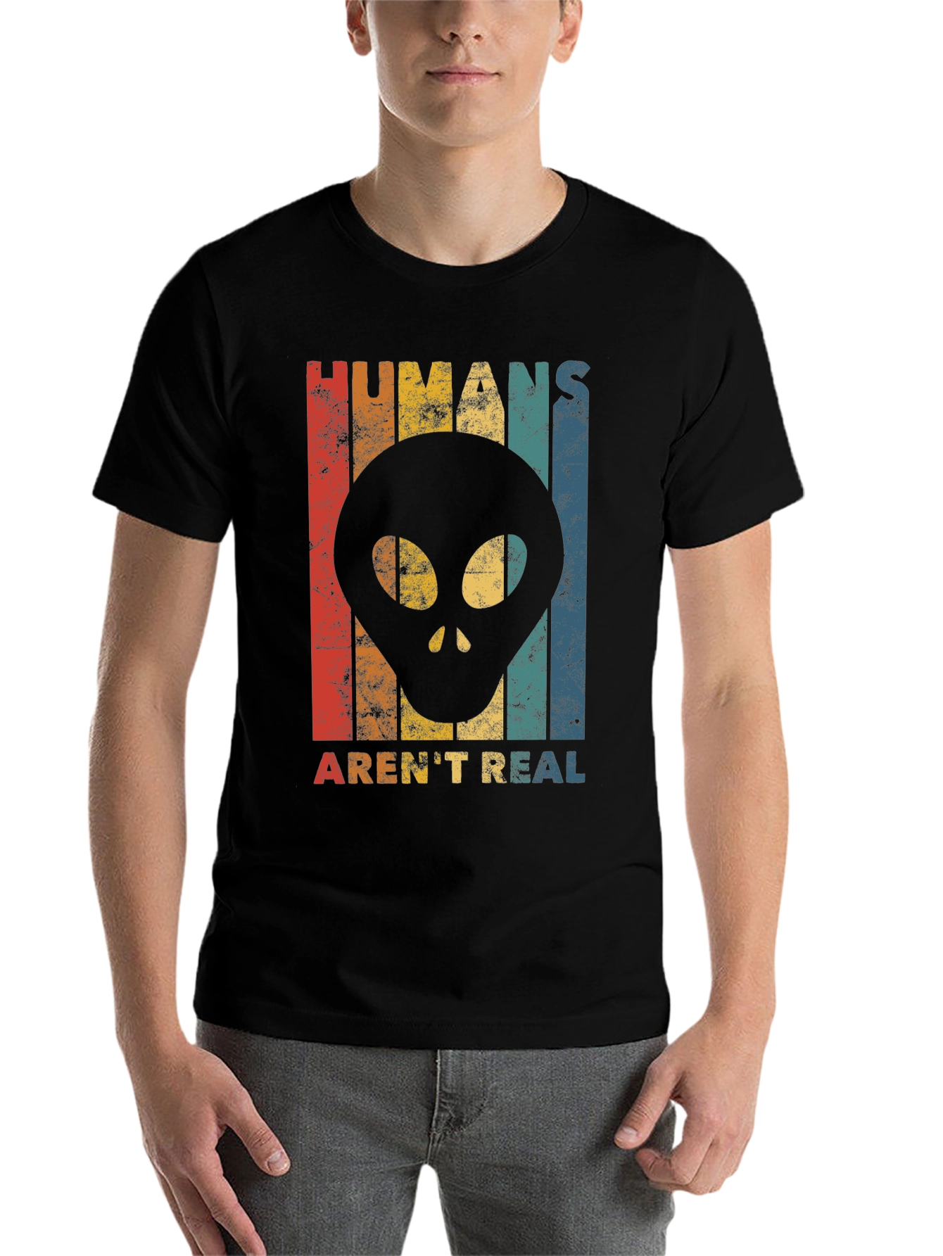 Black Humans Aren't Real Alien T-Shirt view 7