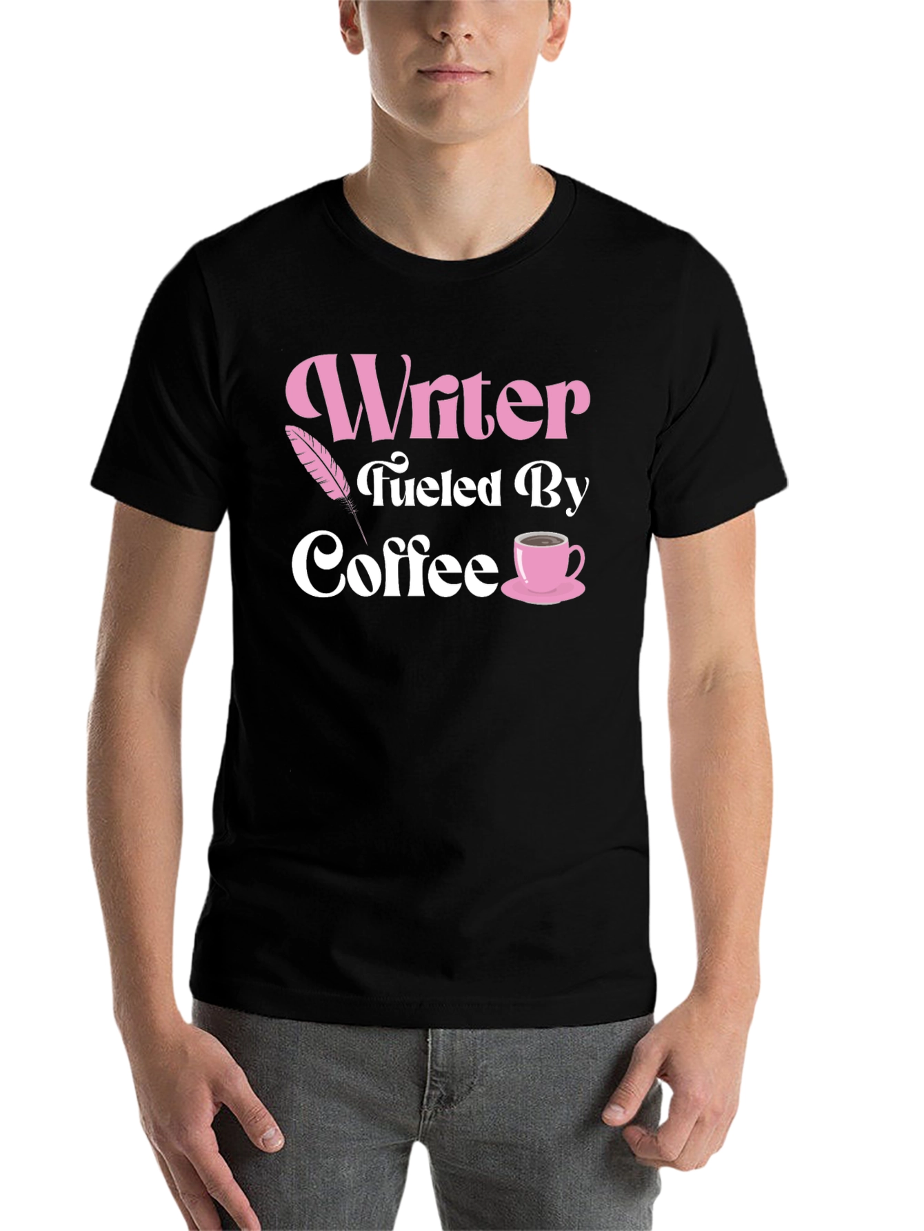Black Writer Fueled By Coffee Black T-Shirt view 7