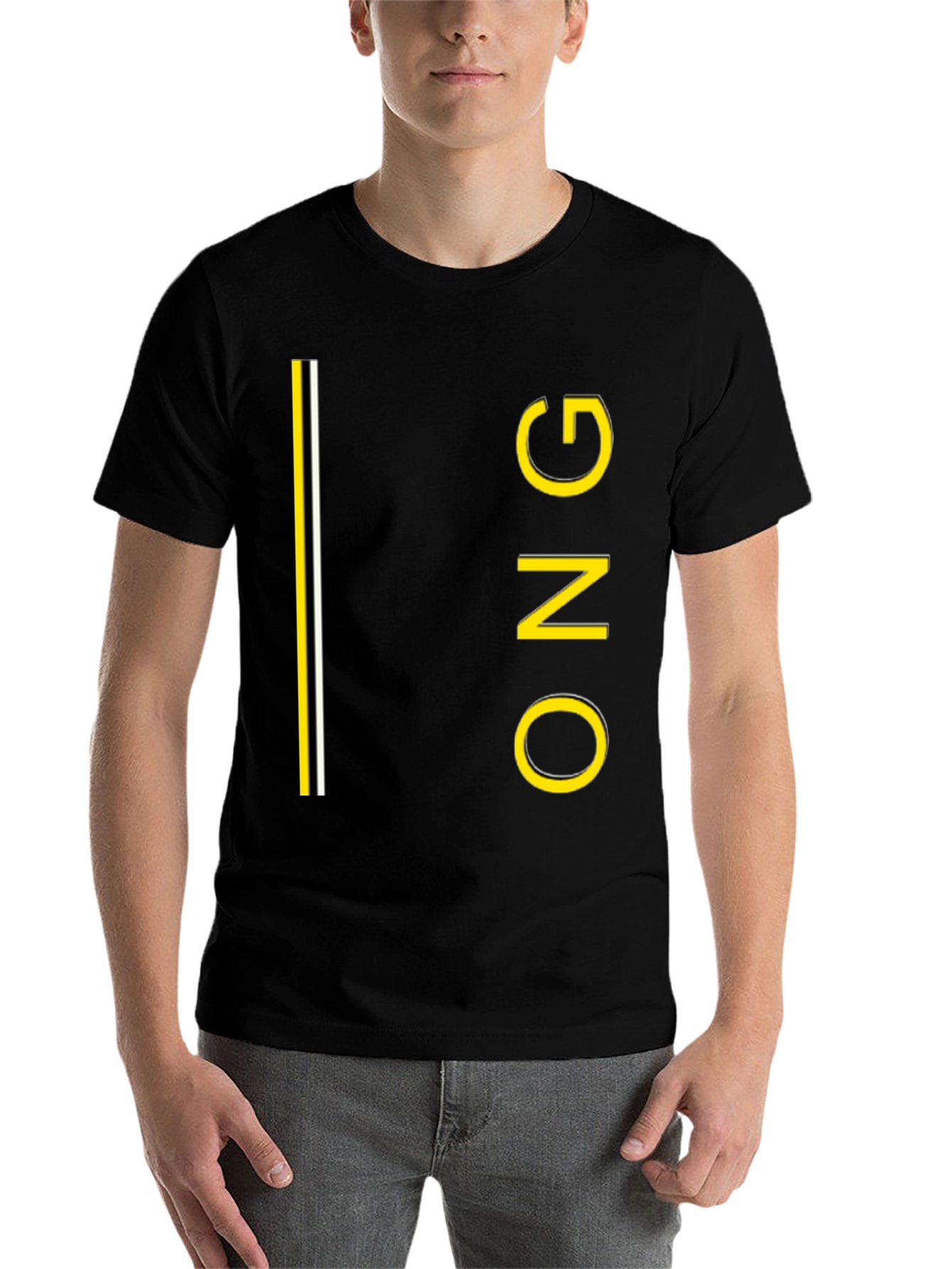 Black ONG Graphic Tee - Black Crew Neck Cotton T-Shirt view 7