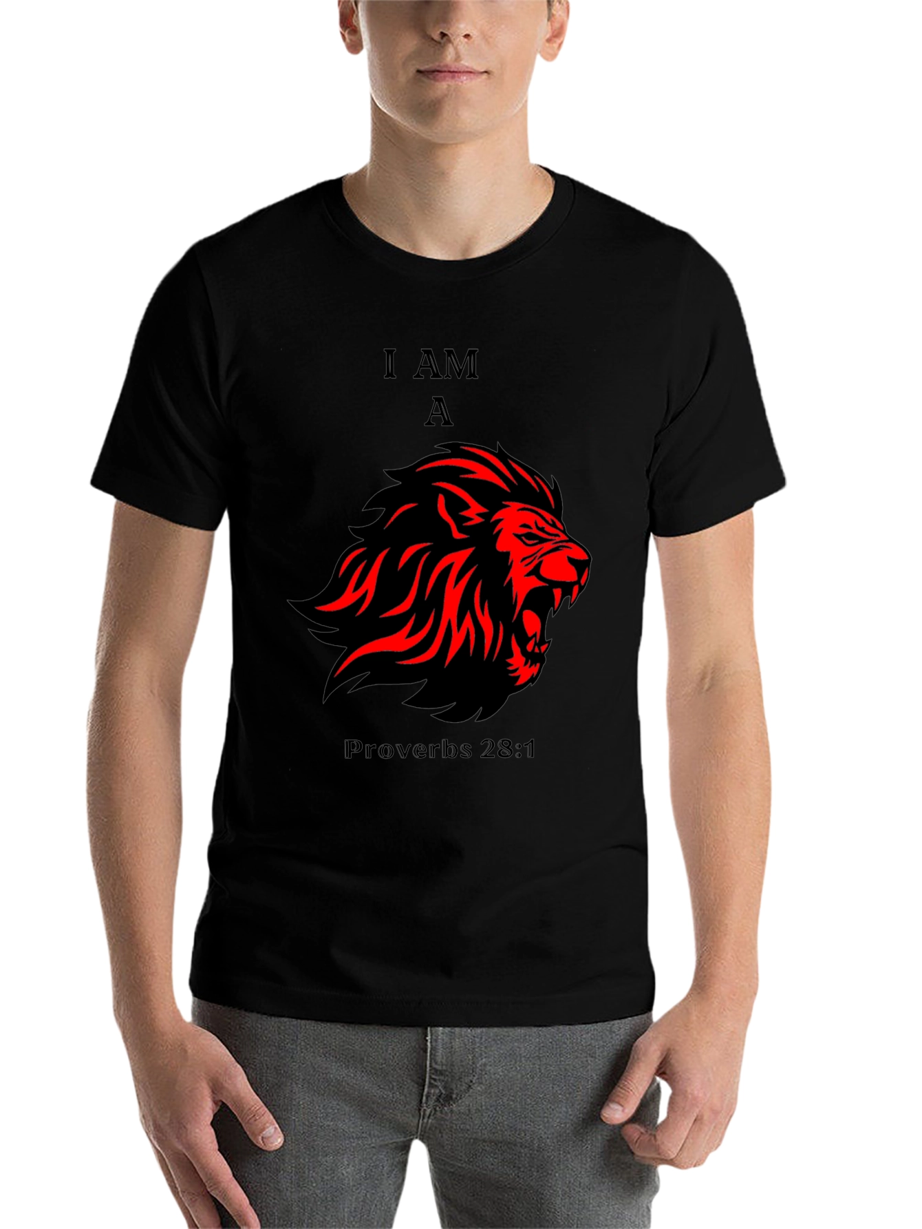 I AM A Lion - Proverbs 28:1 T-Shirt - Black - 7