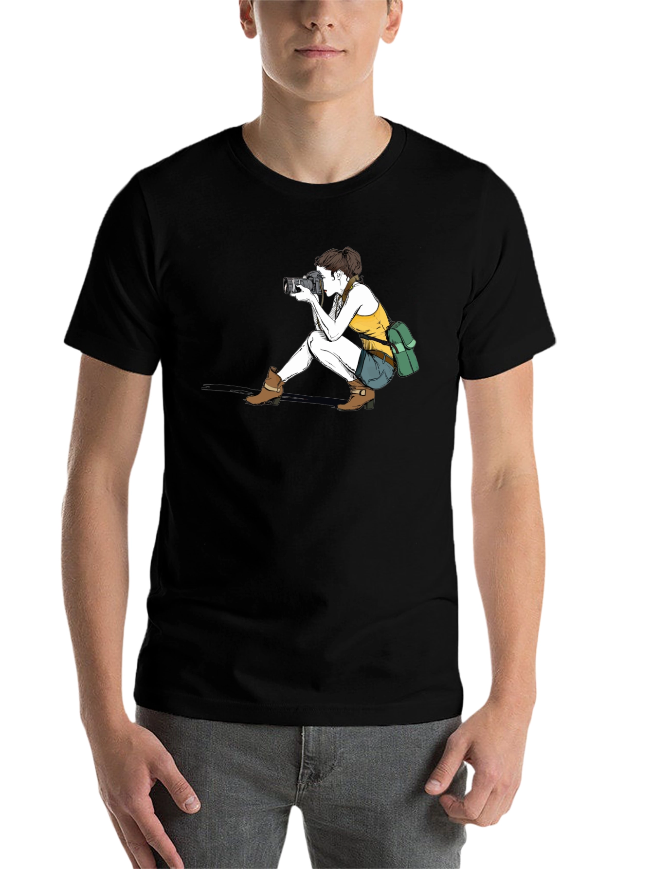 Black Photographer Graphic Tee - Unisex Black T-Shirt view 7