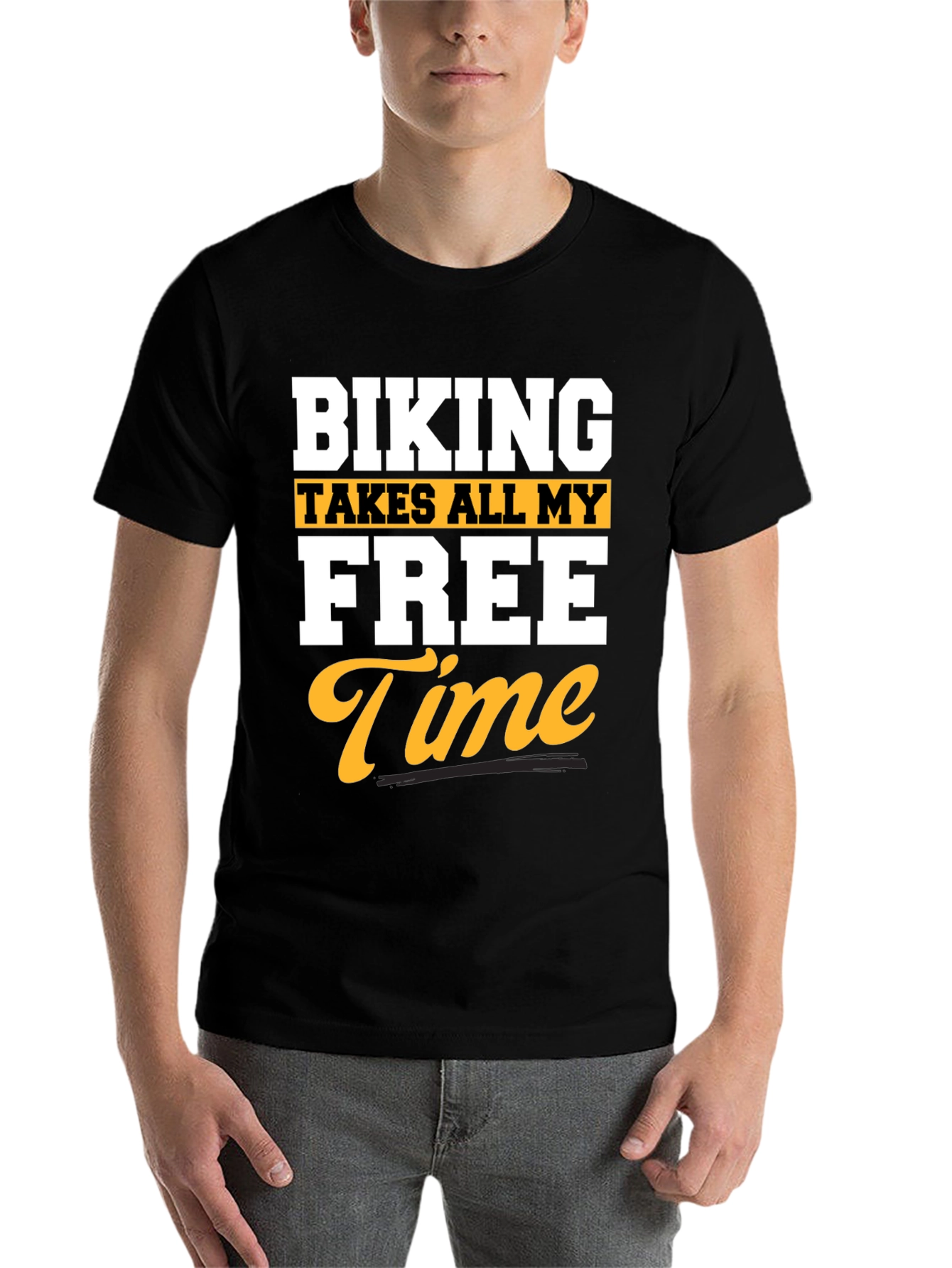 Black Biking Takes All My Free Time Black T-Shirt view 7