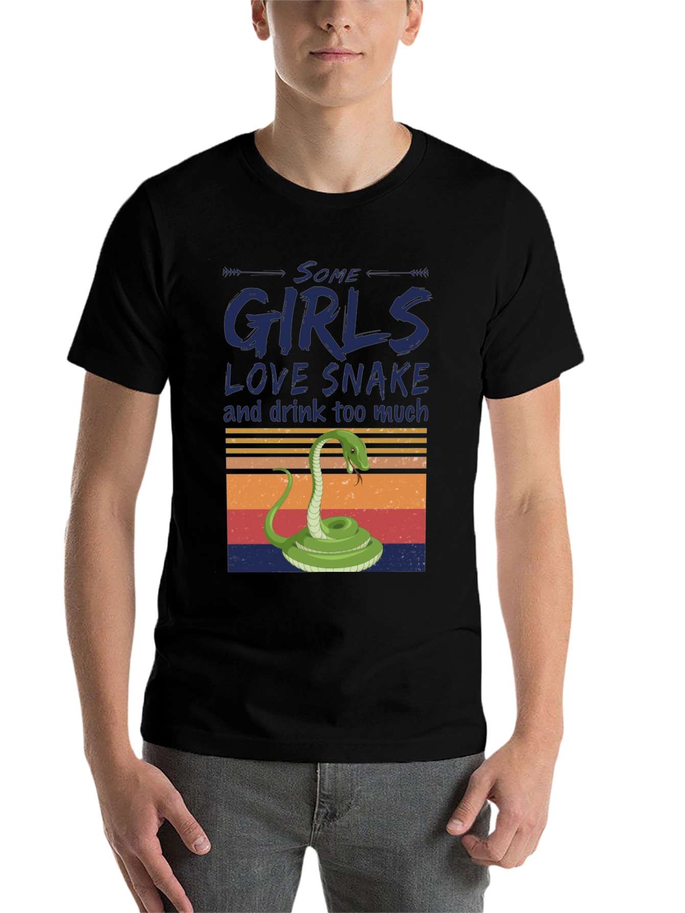 Black Some Girls Love Snake T-Shirt view 7