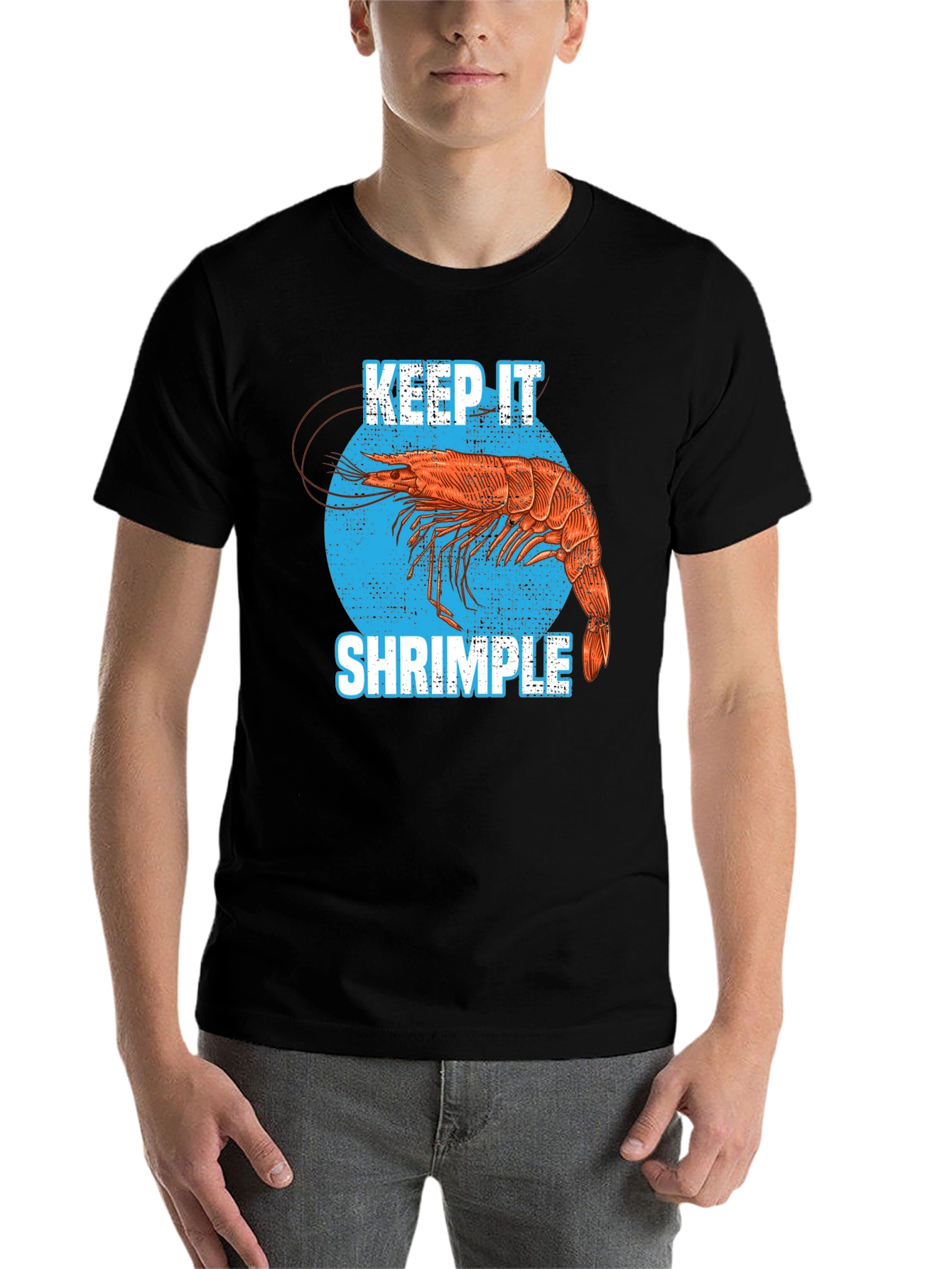 Black Keep it Shrimple T-Shirt Funny Shrimp Lover Tee view 7