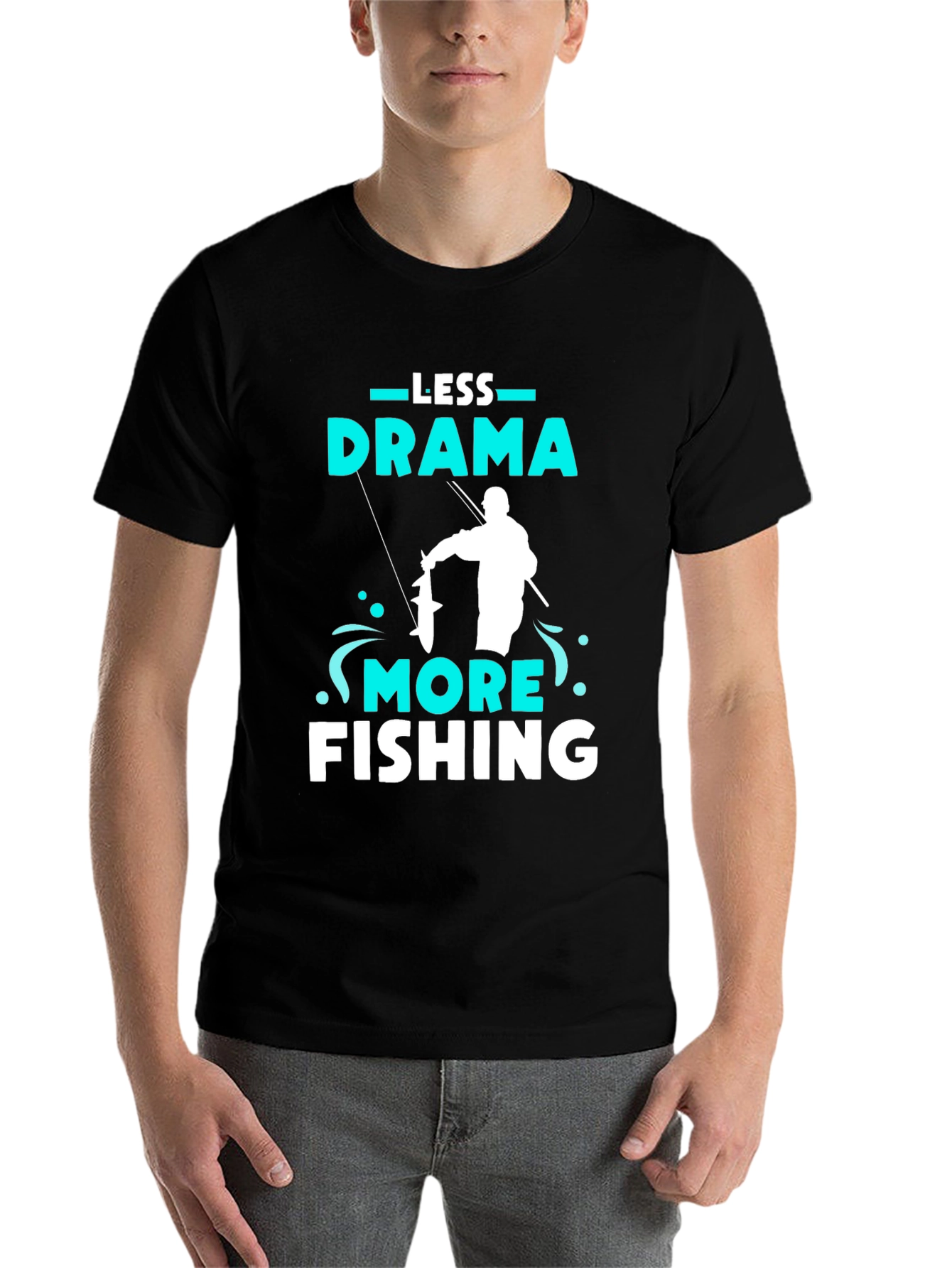Black Less Drama More Fishing Graphic Tee view 7