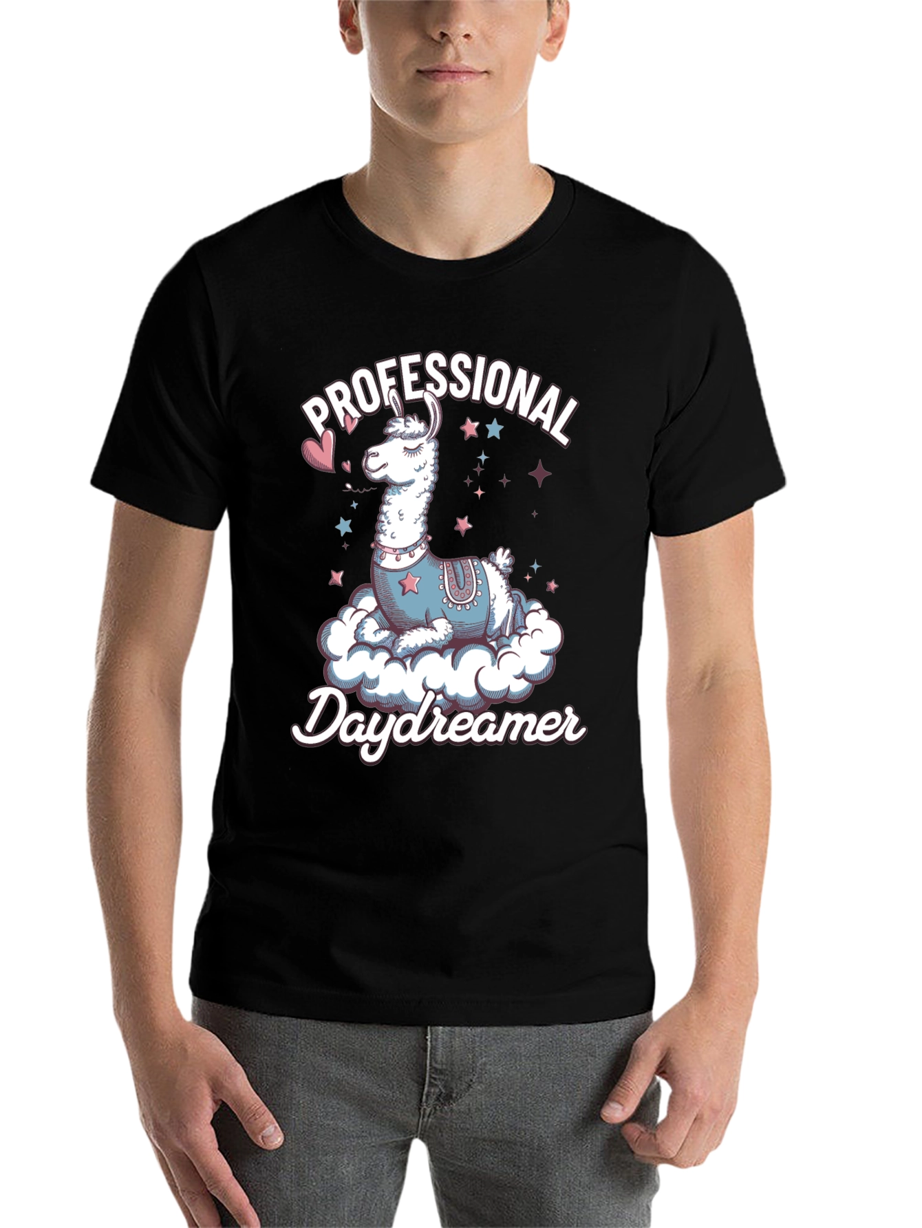 Black Professional Daydreamer Llama Graphic Tee view 7