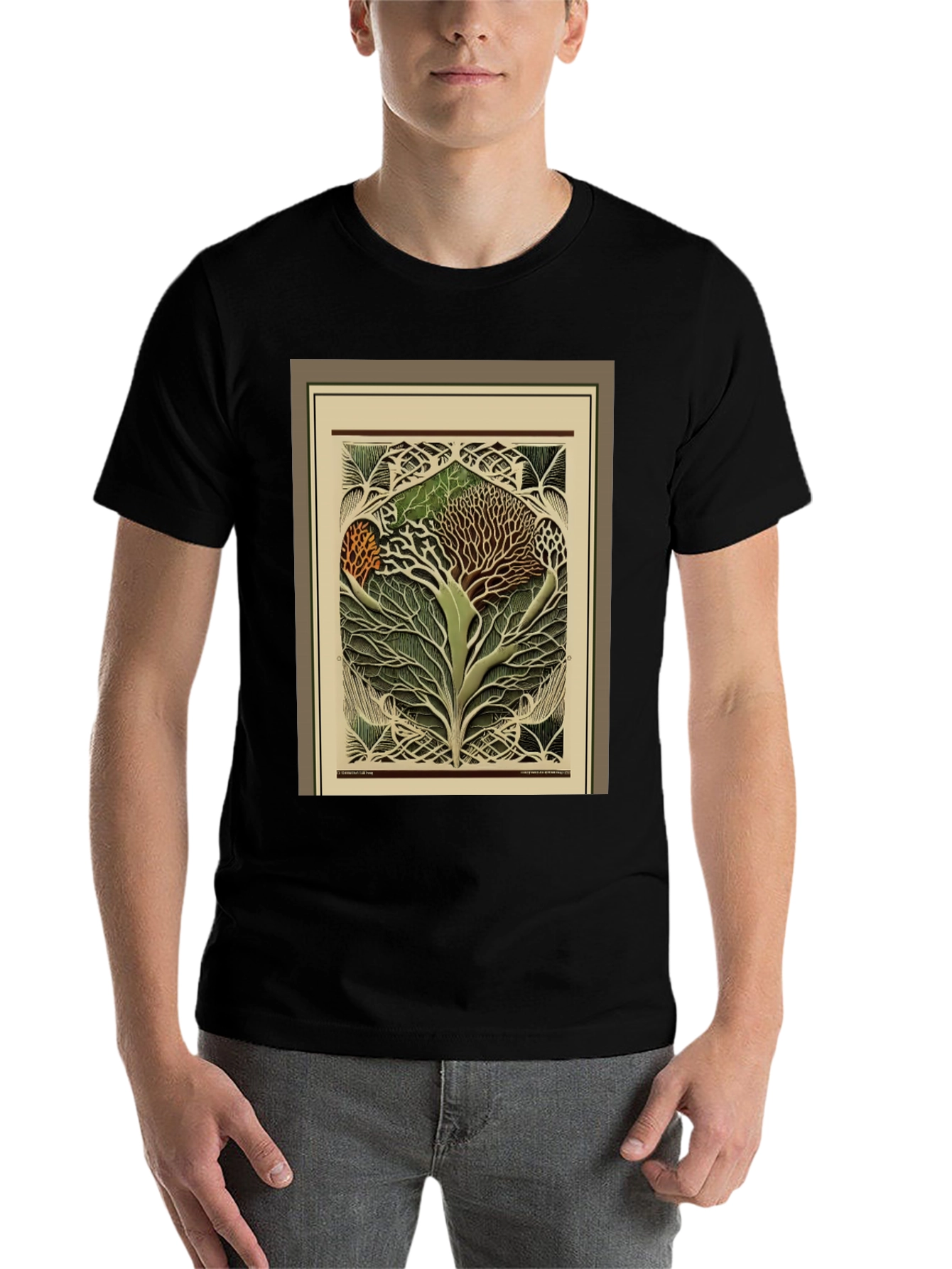 Black Arboreal Art Tee - Unique Tree of Life Design view 7