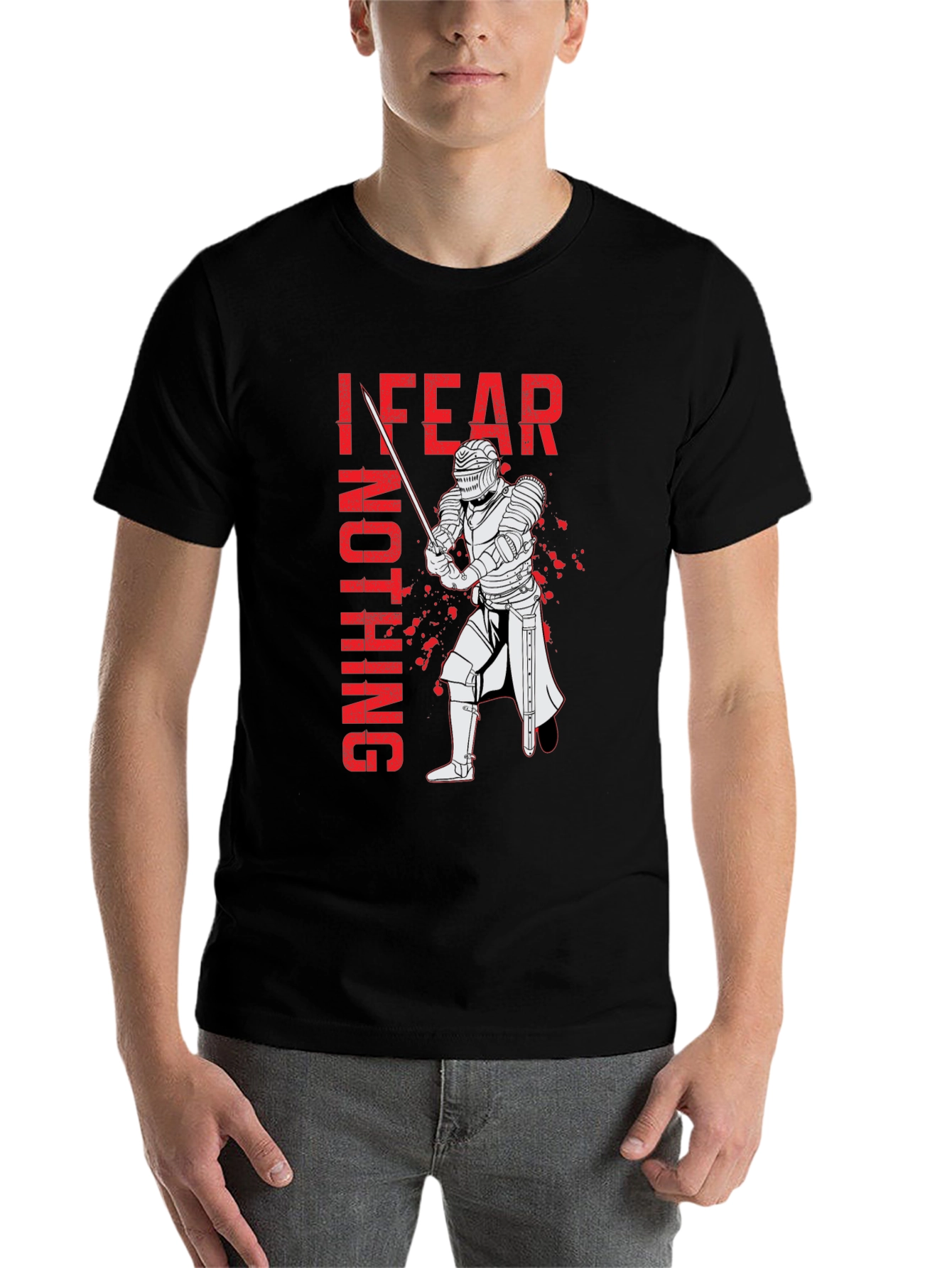 Black I Fear Nothing Graphic Tee - Knight Design view 7