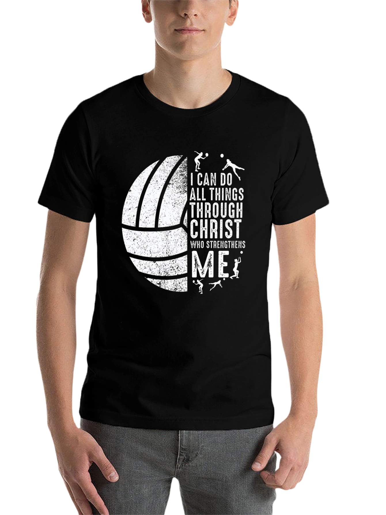 Black Volleyball Christian T-Shirt view 7