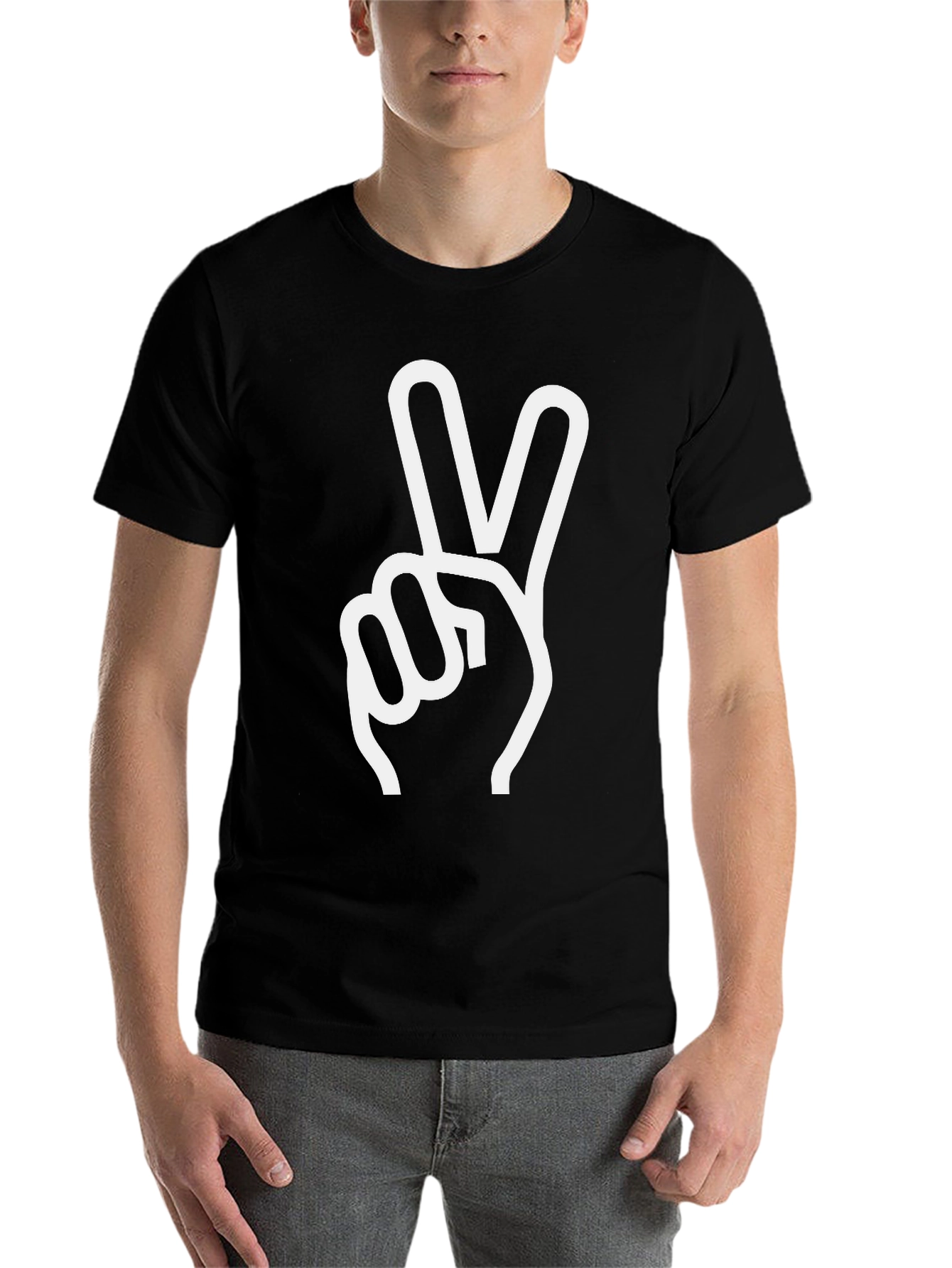 Black Peace Sign Graphic Tee - Black view 7