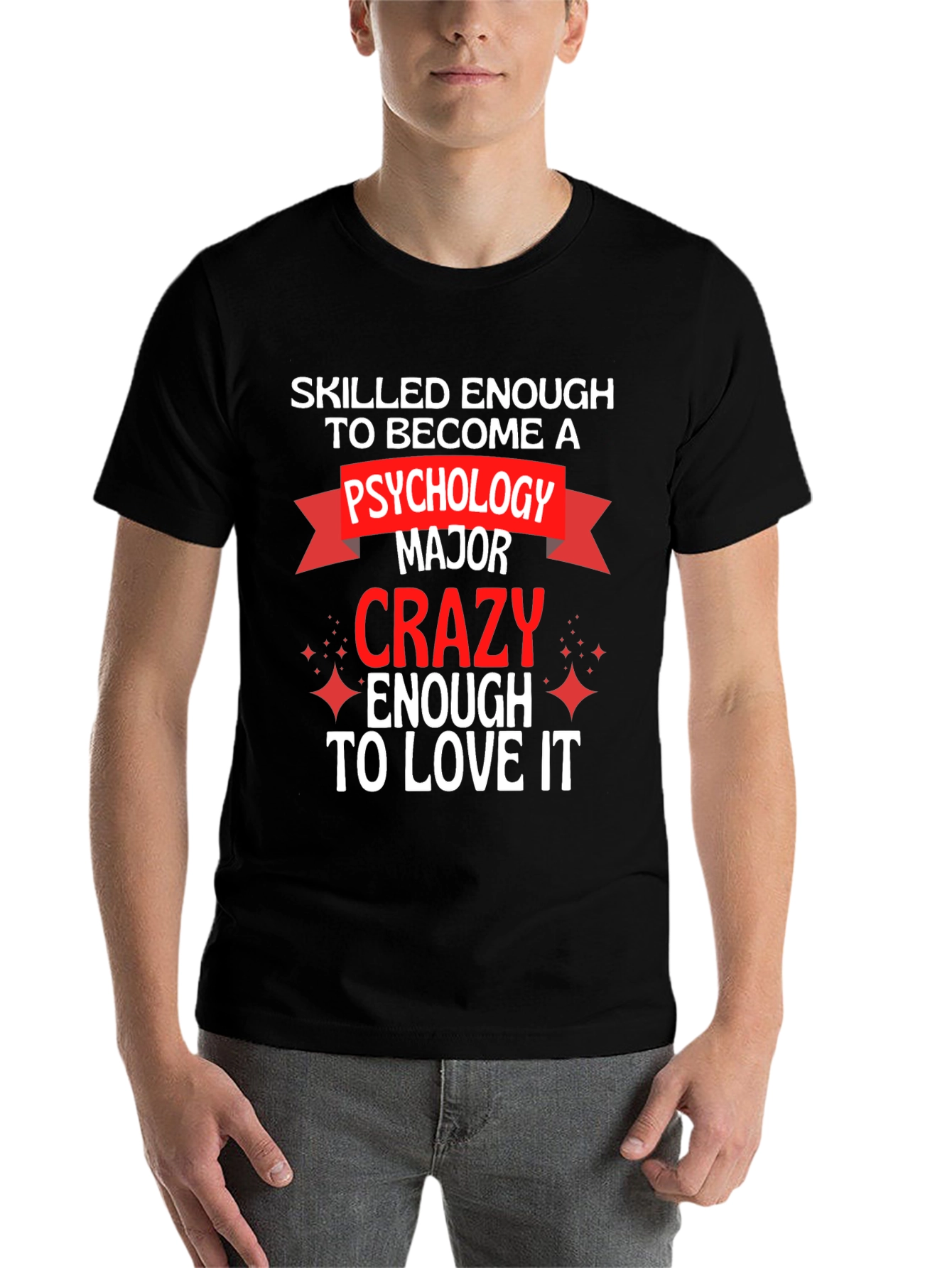 Black Psychology Major T-Shirt - Skilled & Crazy Enough view 7