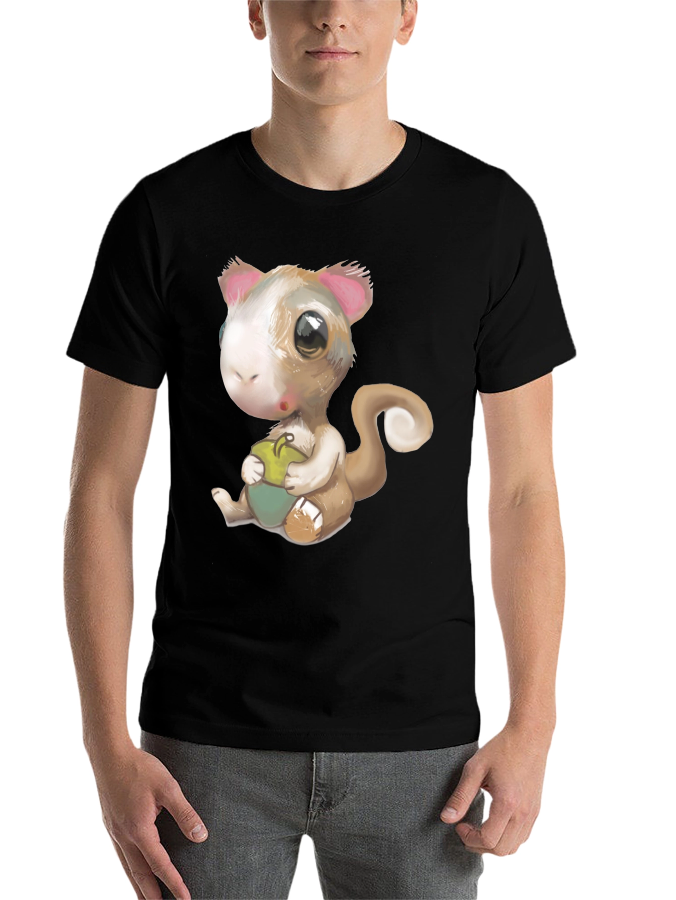 Black Cute Squirrel Graphic T-Shirt view 7