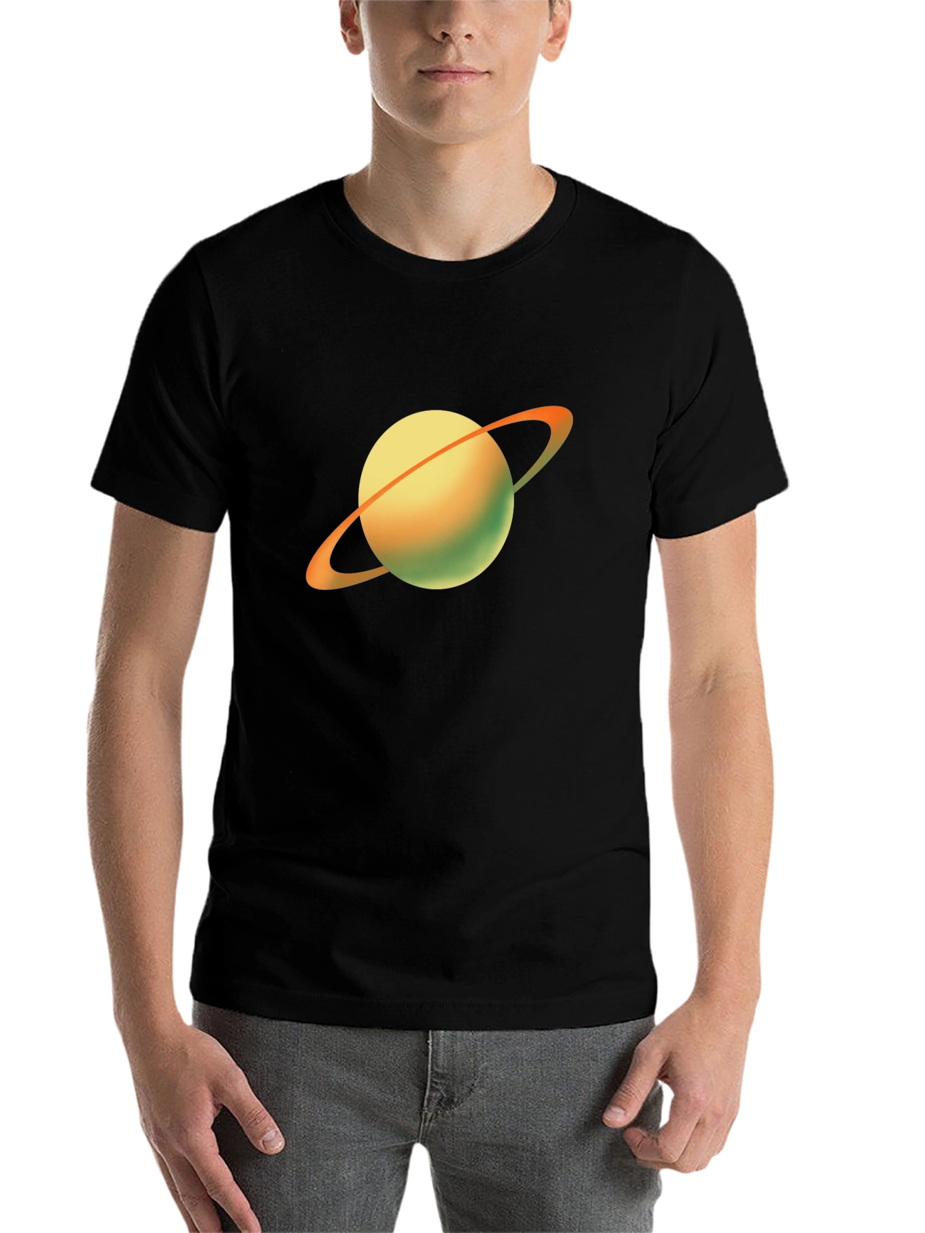 Black Saturn Graphic T-Shirt - Black Cotton Blend view 7