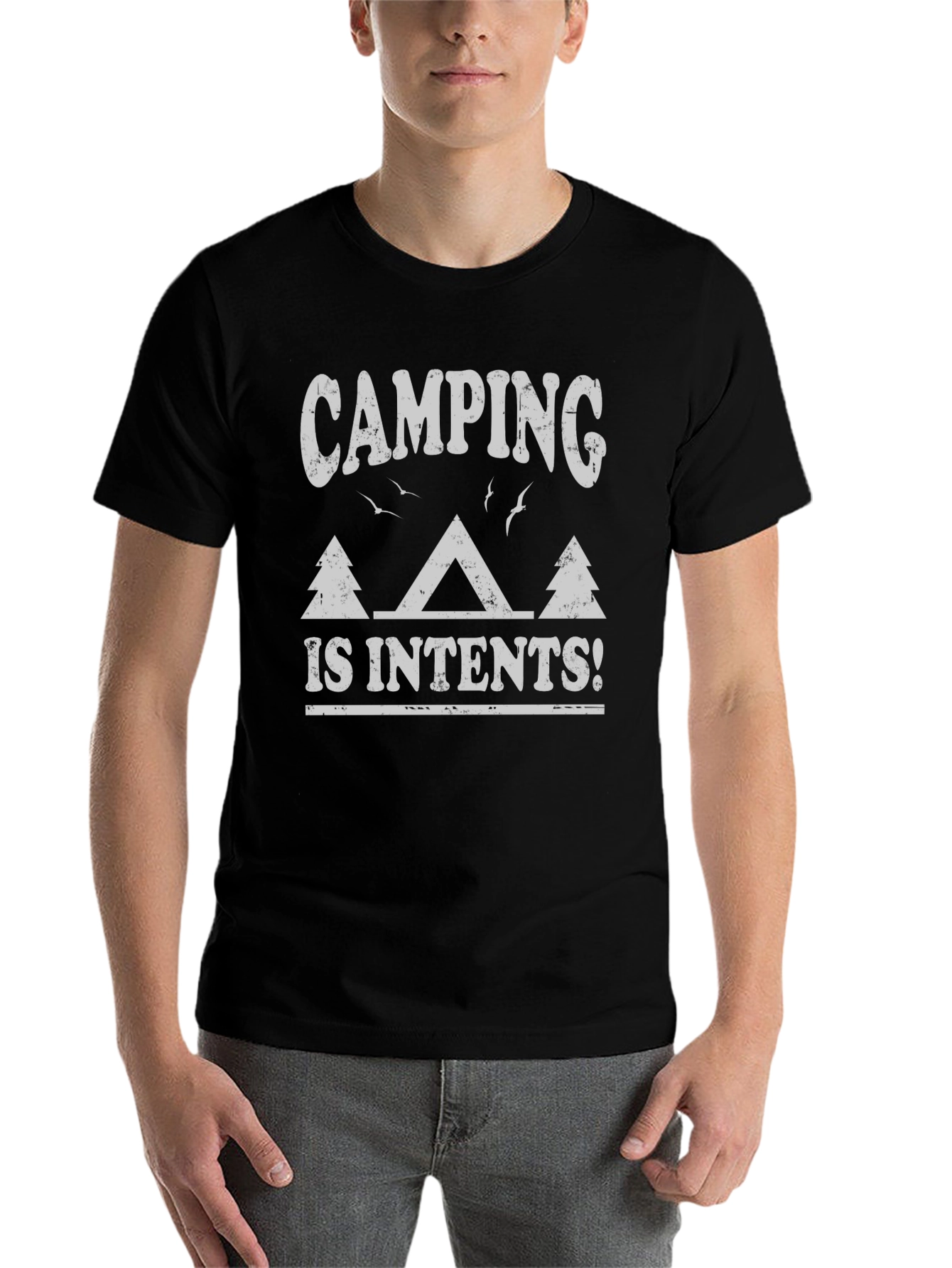 Black Camping is Intents T-Shirt - Nature Lover Tee view 7