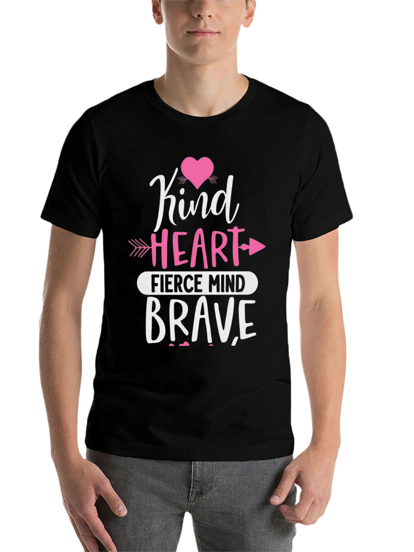 Black Kind Heart Brave Mind Graphic Tee view 7