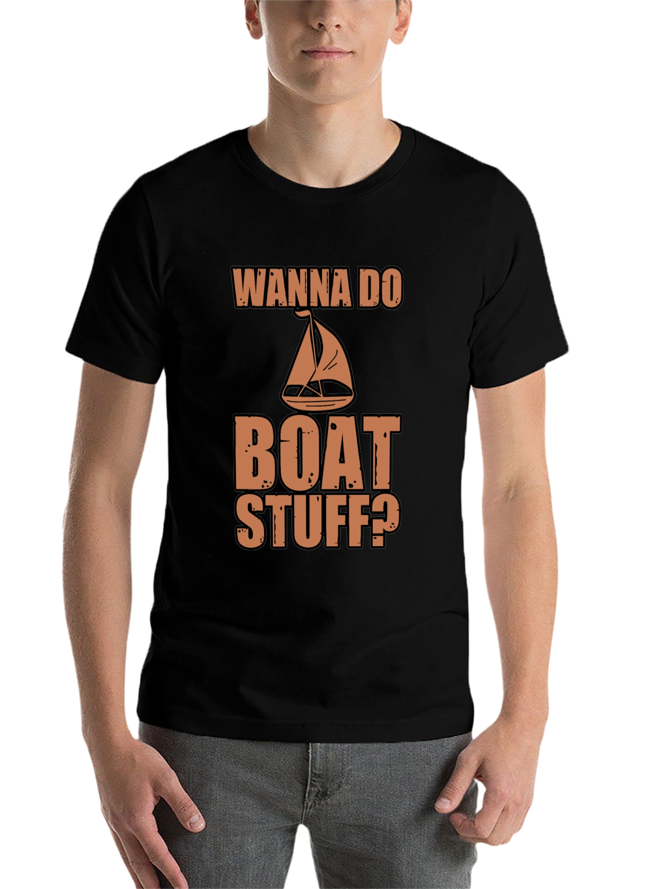 Black Wanna Do Boat Stuff? Graphic Tee view 7