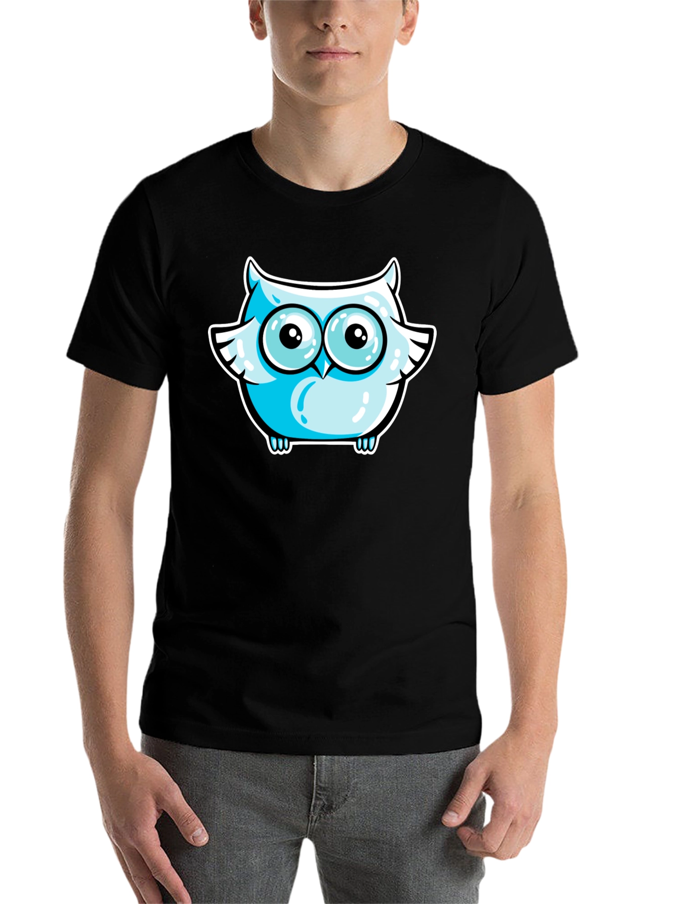 Black Cool Owl Graphic Tee - Black view 7