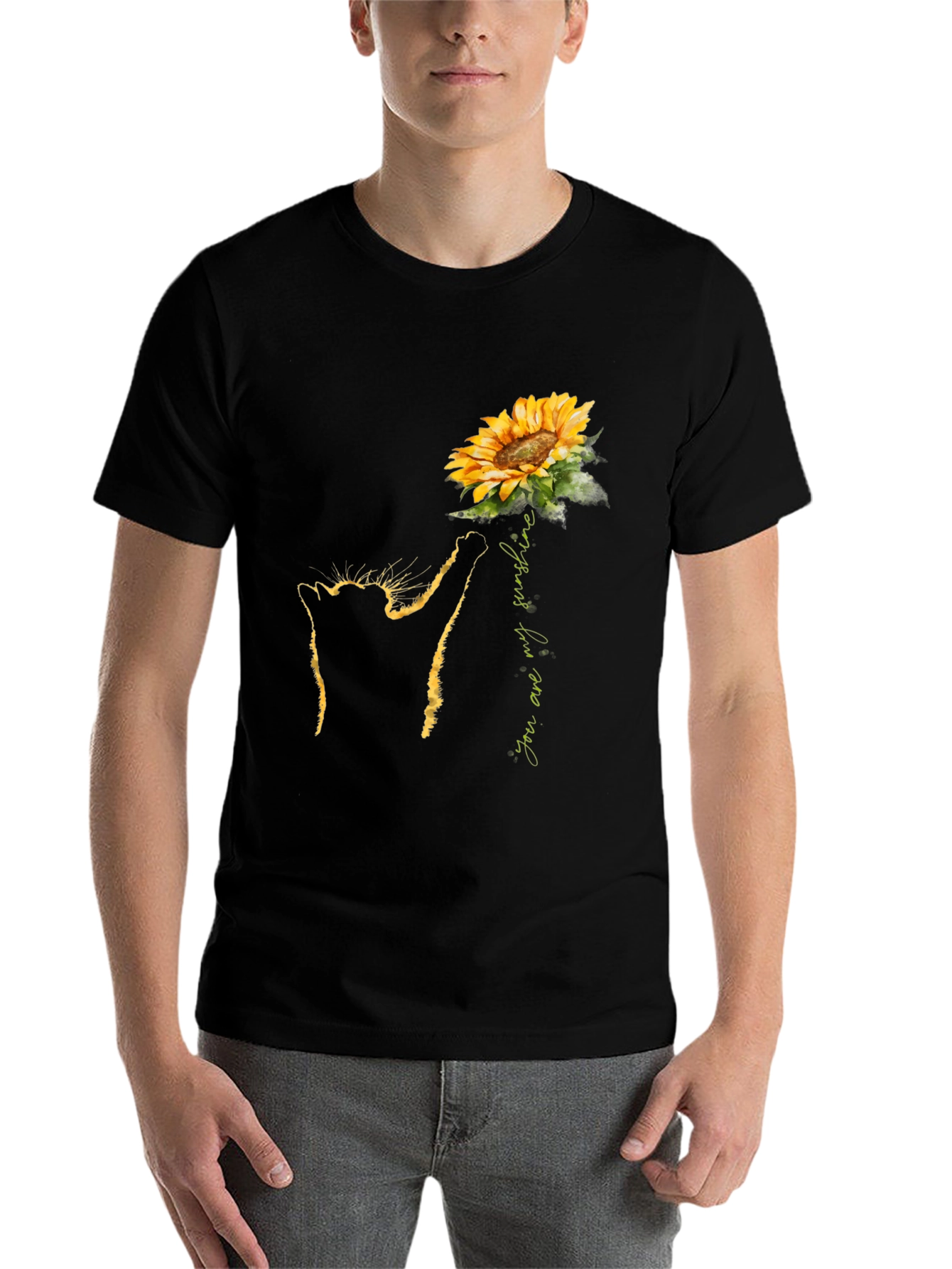 Black Cat Sunflower T-Shirt - You Are My Sunshine Tee view 7