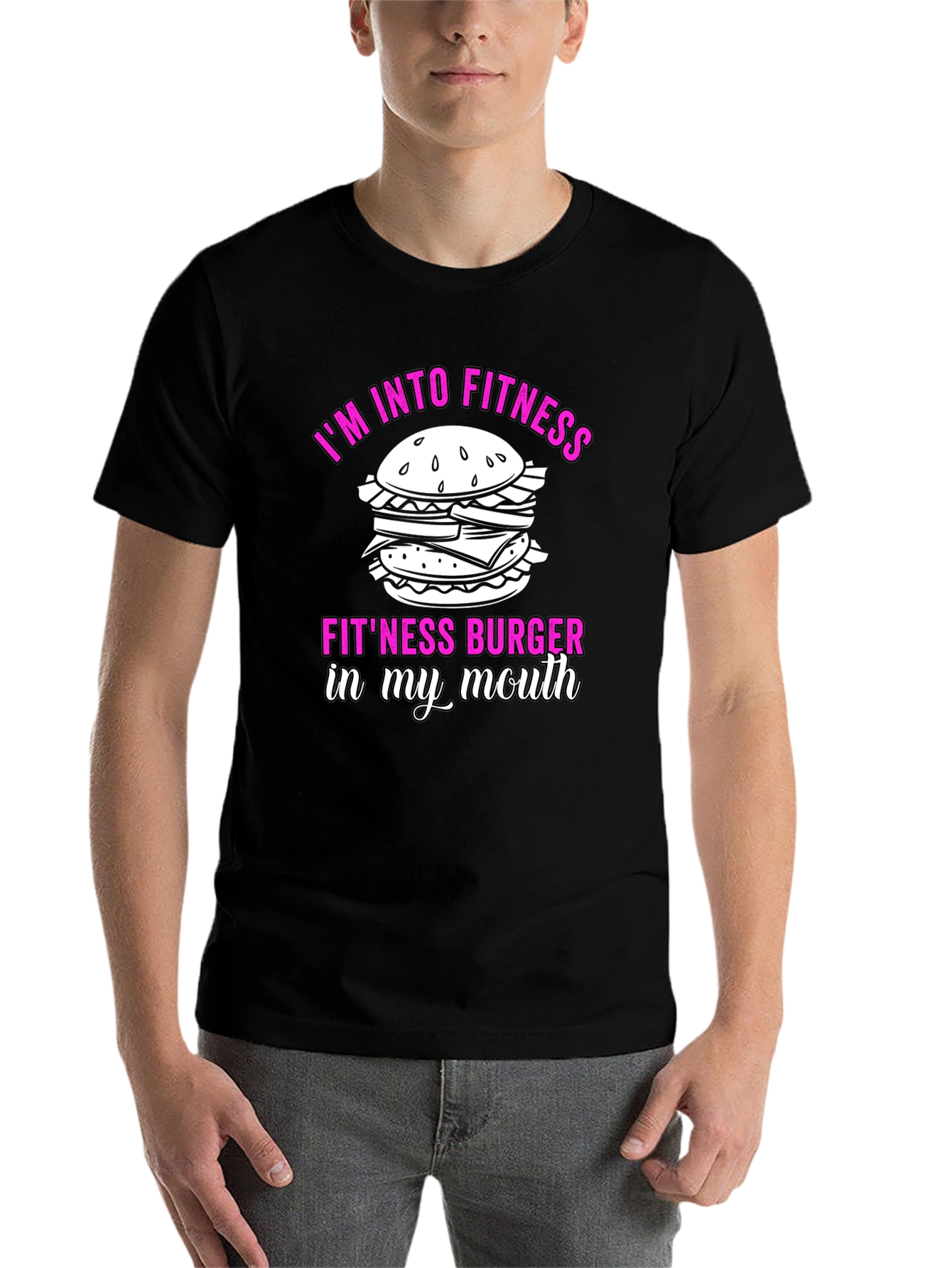 Black Fitness Burger Graphic T-Shirt - Funny Workout Tee view 7