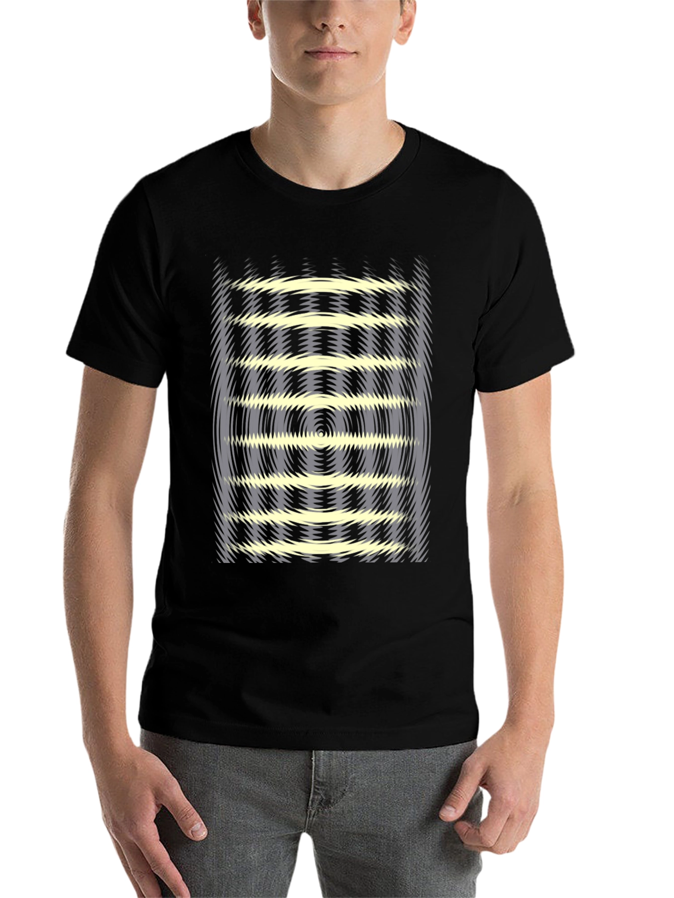 Black Optical Illusion Graphic Tee - Black view 7