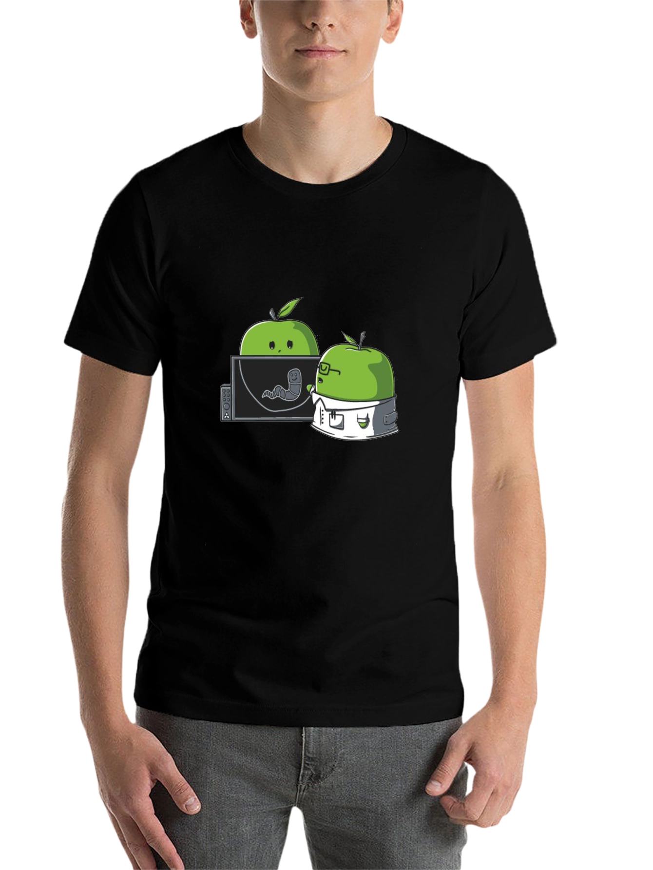 Black Apple Worm Lab T-Shirt - Funny Science Tee view 7