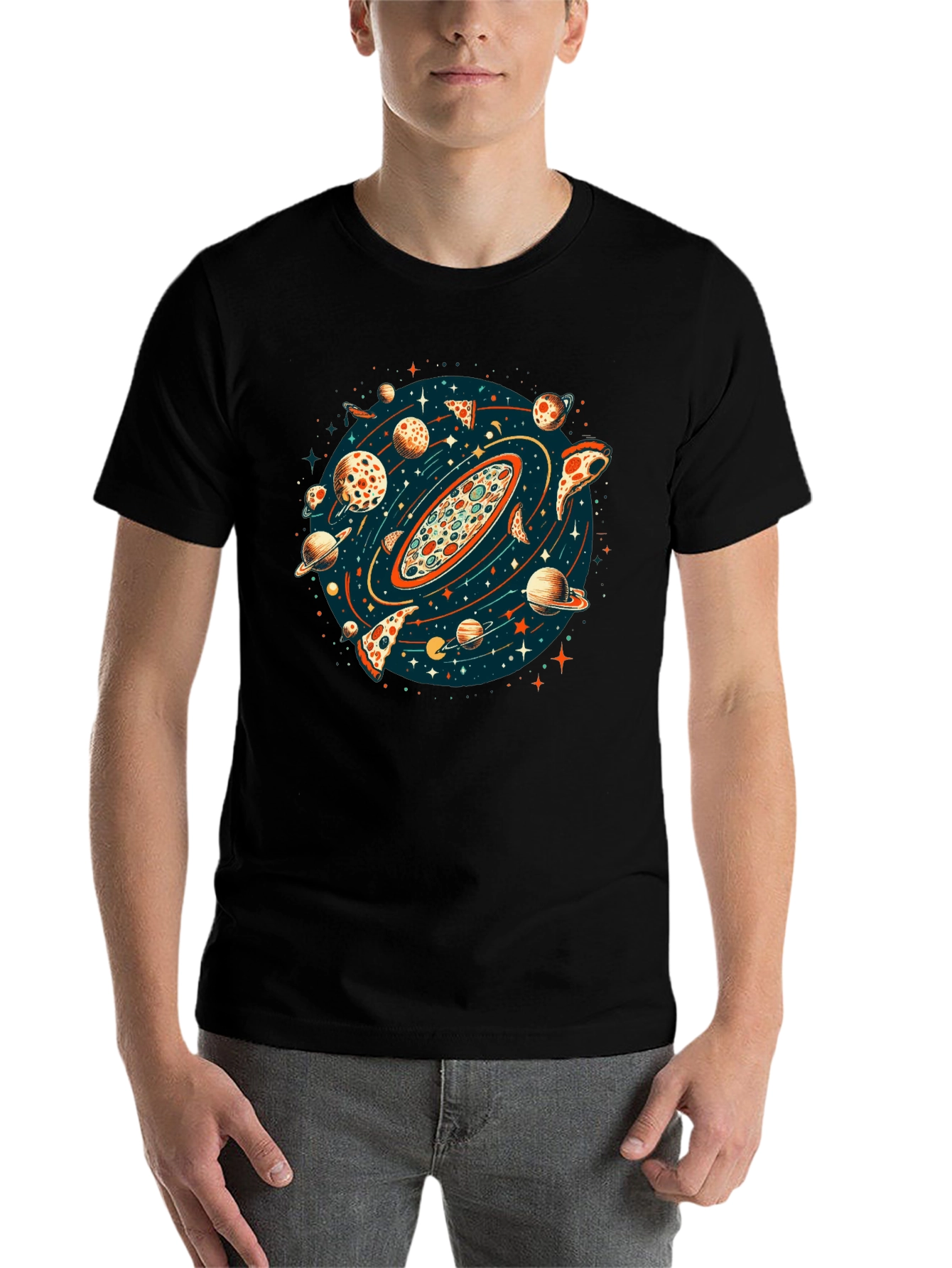 Black Pizza Planet Graphic T-Shirt - Unisex view 7