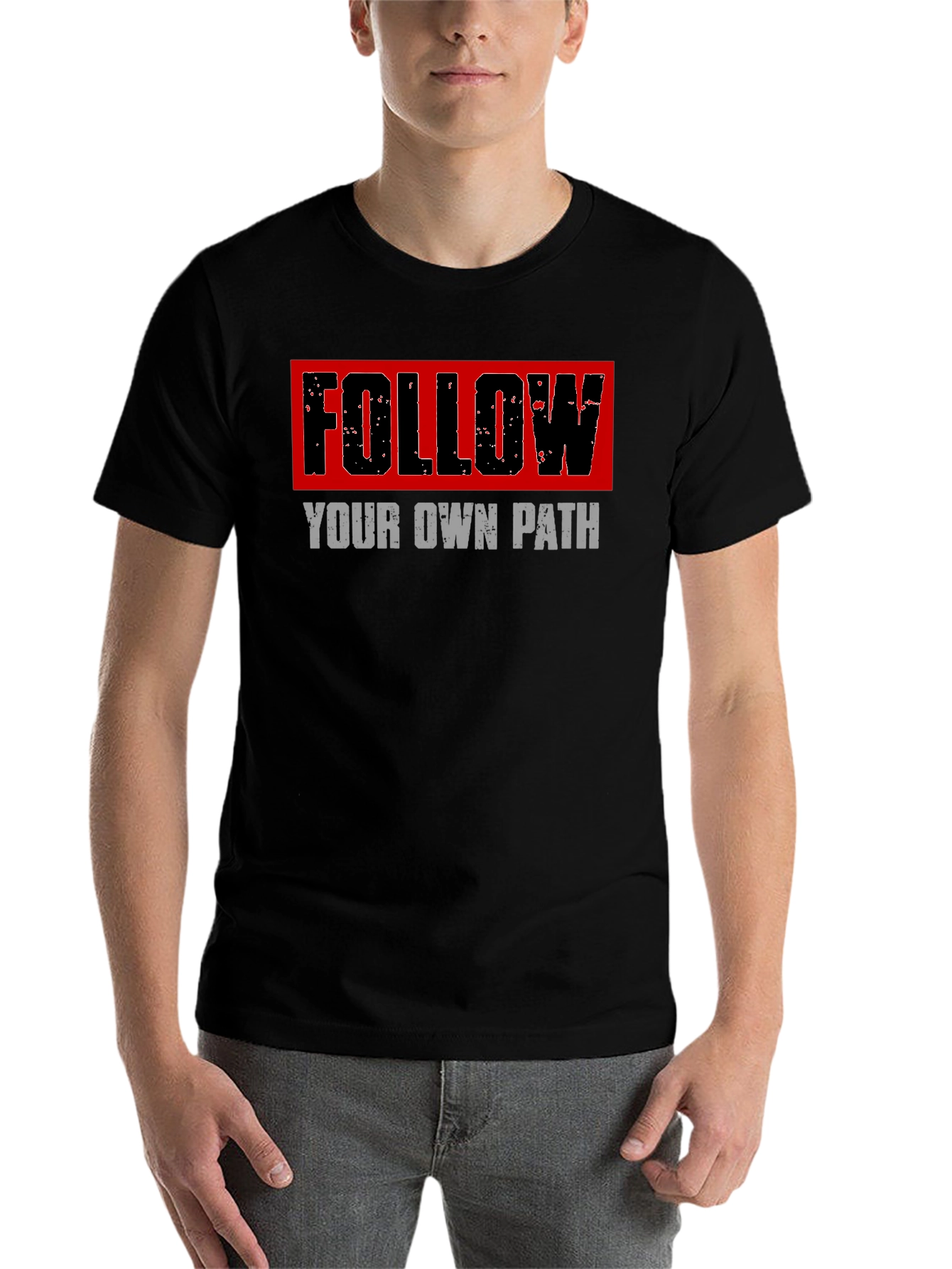 Black Follow Your Own Path Graphic Tee - Black view 7