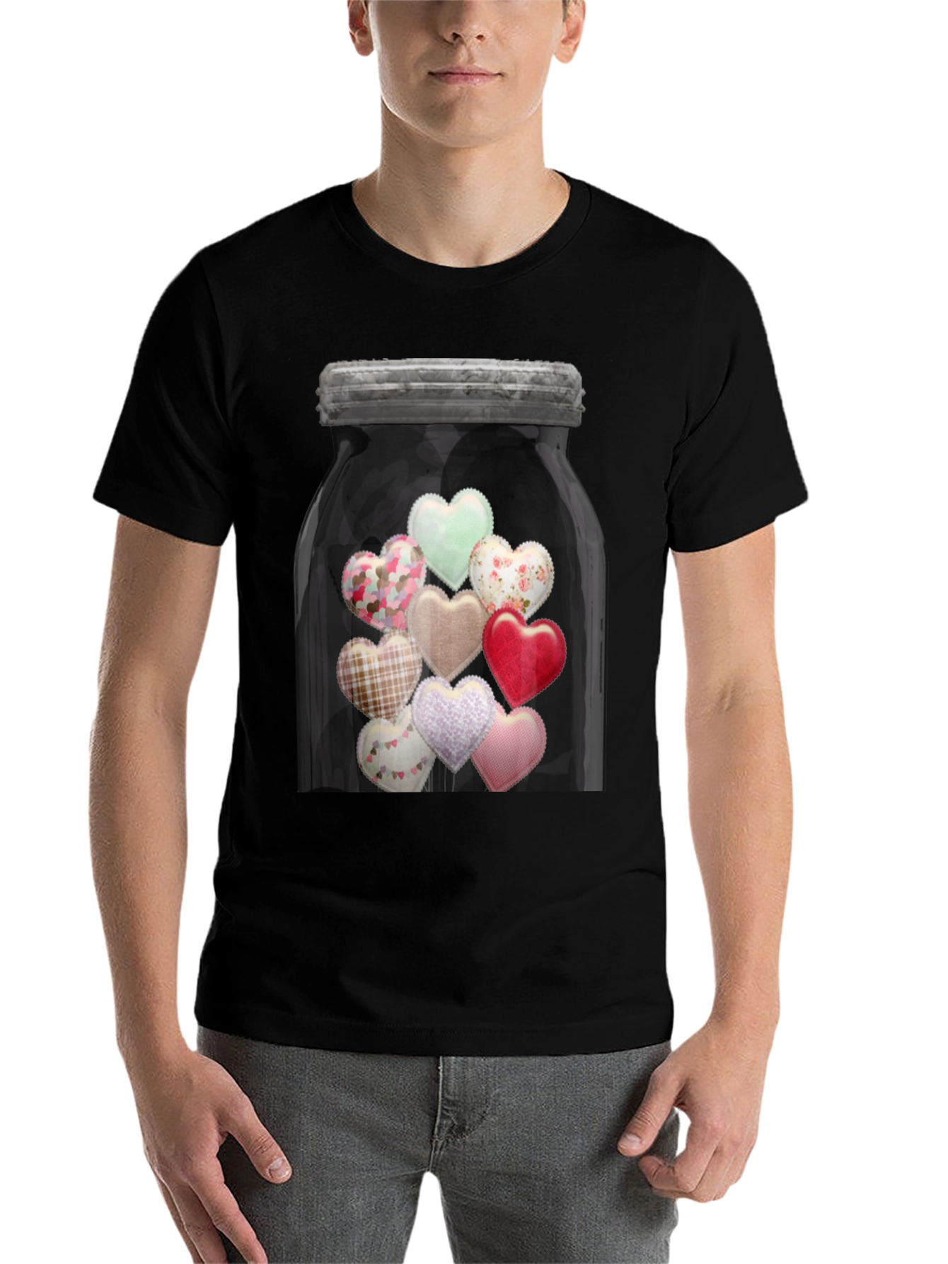 Black Jar of Hearts Graphic Tee - Lovecore Aesthetic view 7