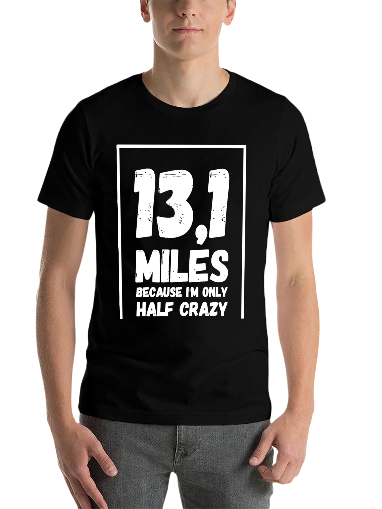 Black 13.1 Miles Half Crazy Black T-Shirt view 7