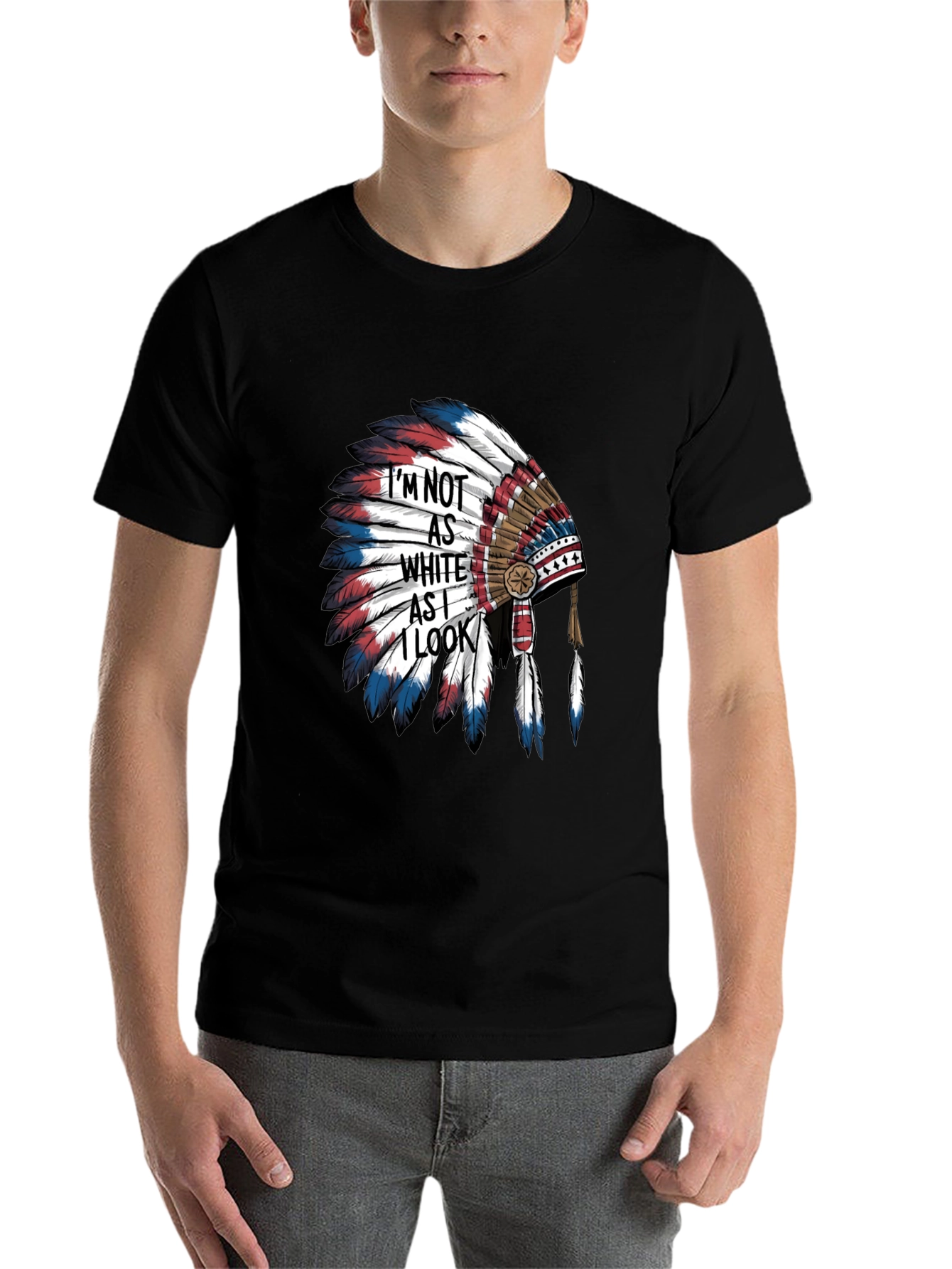 Black Native American Headdress Graphic Tee view 7