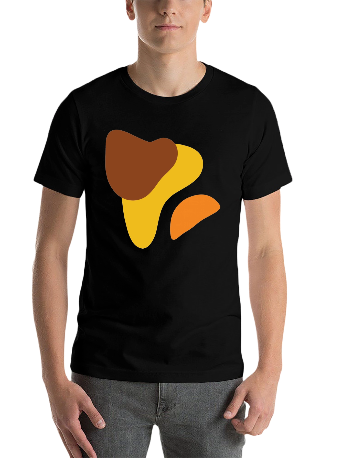 Black Abstract Shapes Black T-Shirt - Modern Art Design view 7