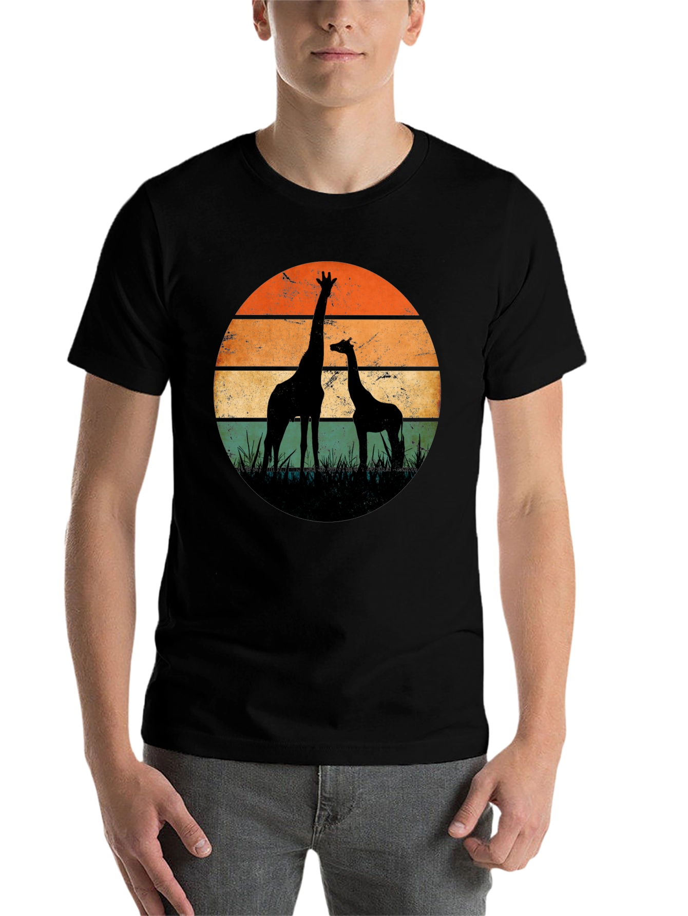 Black Giraffe Sunset Graphic Tee view 7