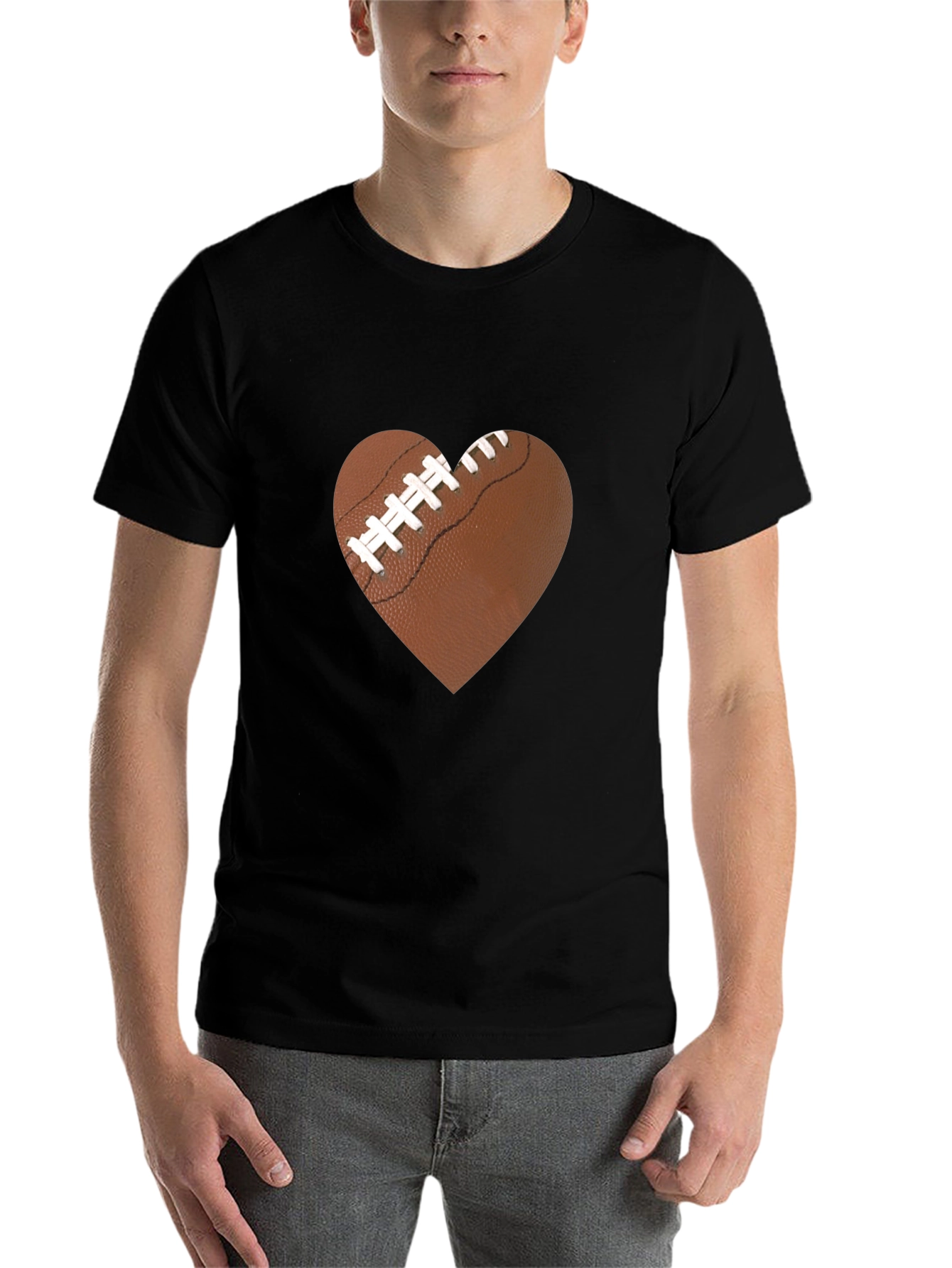 Black Football Heart Graphic Tee - Love the Game! view 7