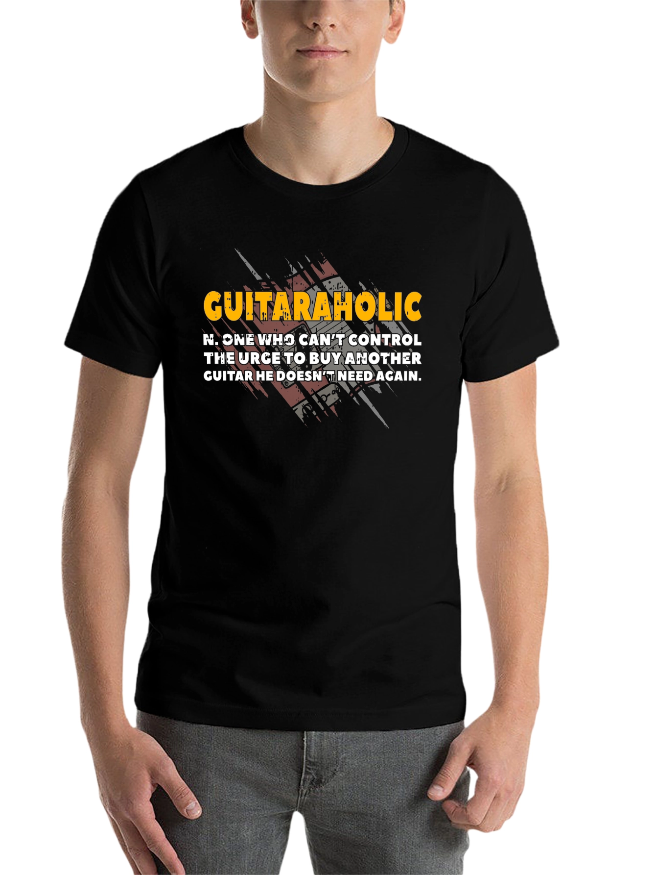 Black Guitaraholic T-Shirt - Funny Guitar Player Gift view 7