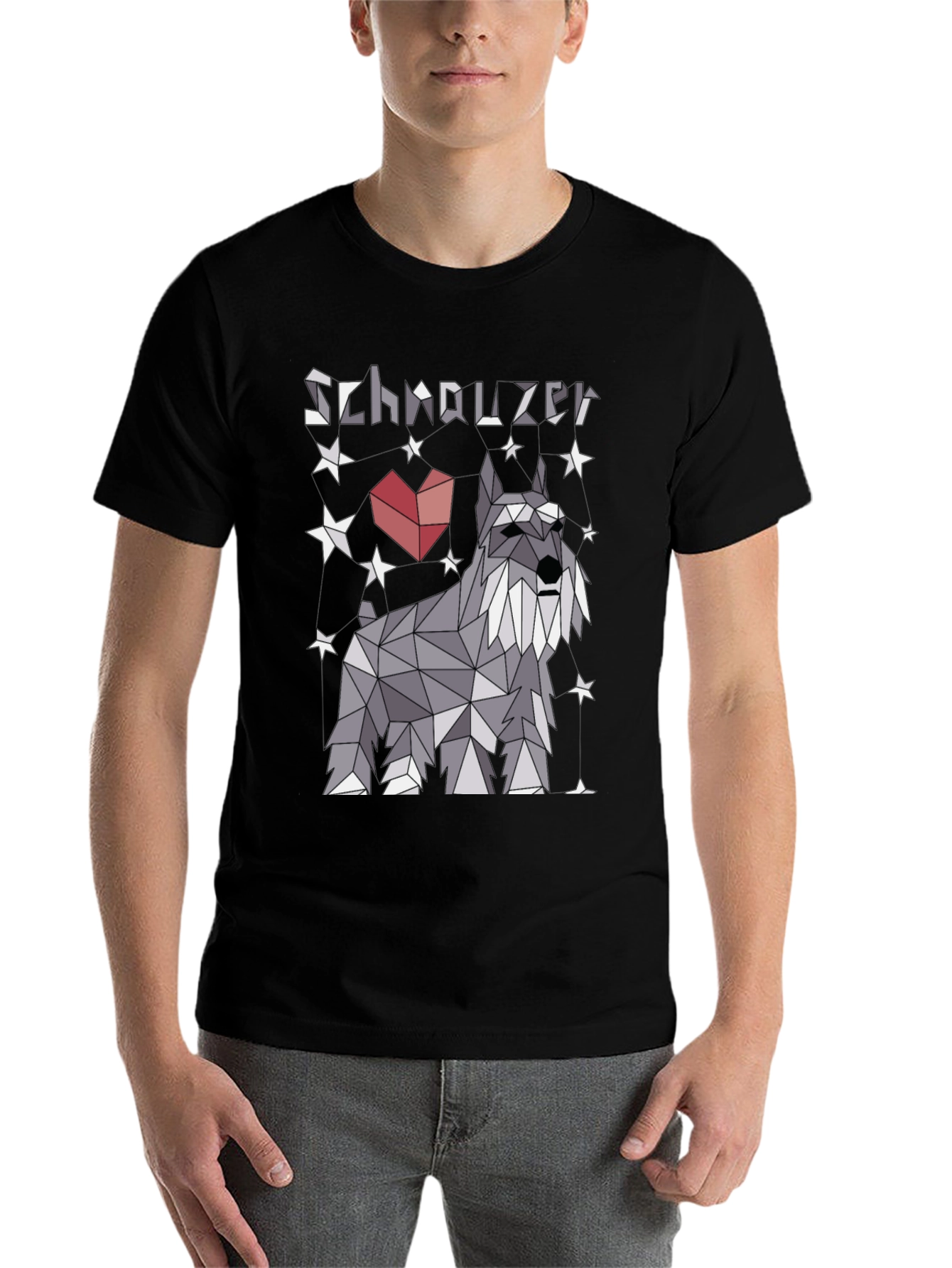 Black Geometric Schnauzer Graphic T-Shirt view 7