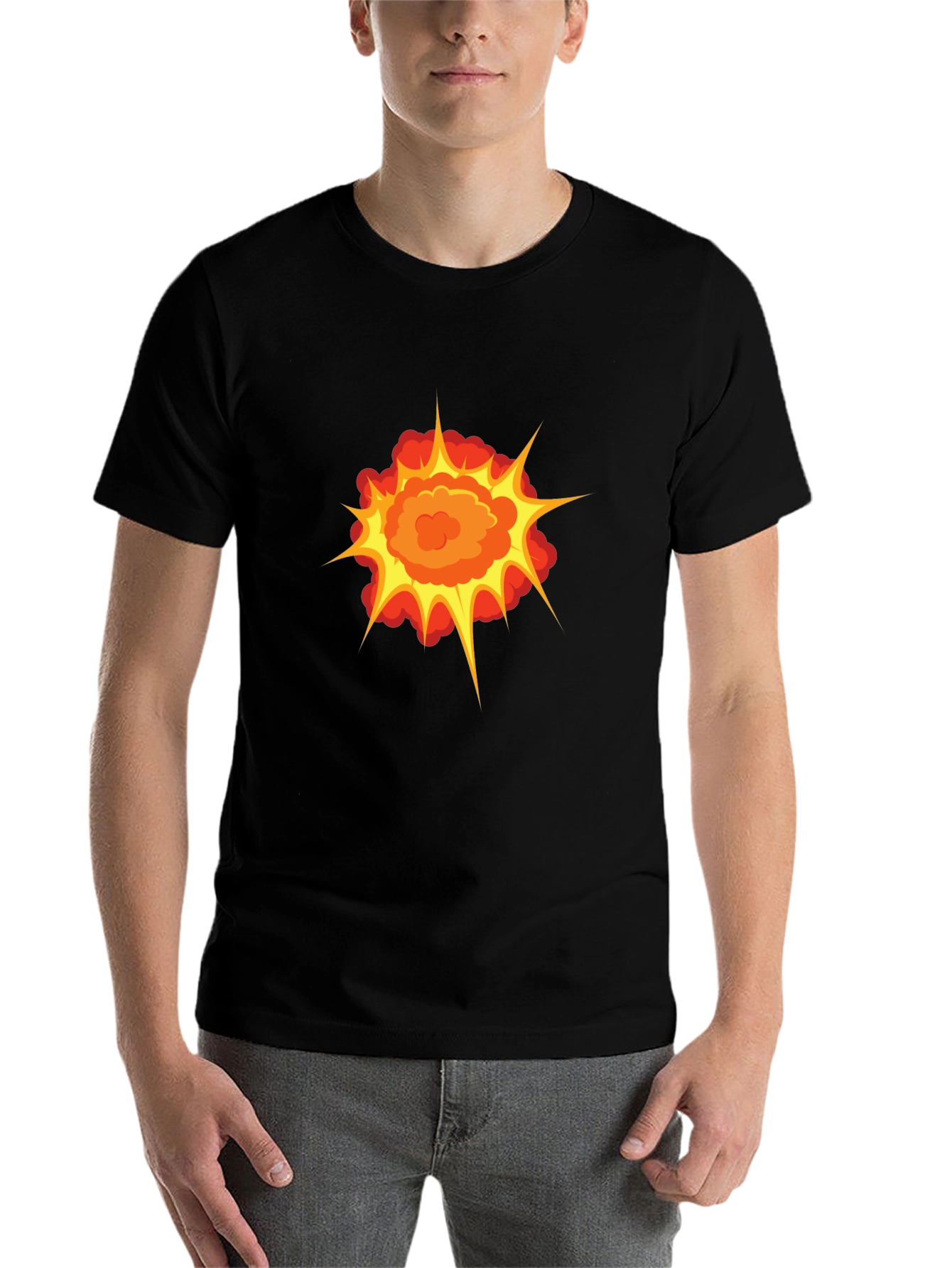 Black Explosion Graphic Print Black T-Shirt view 7